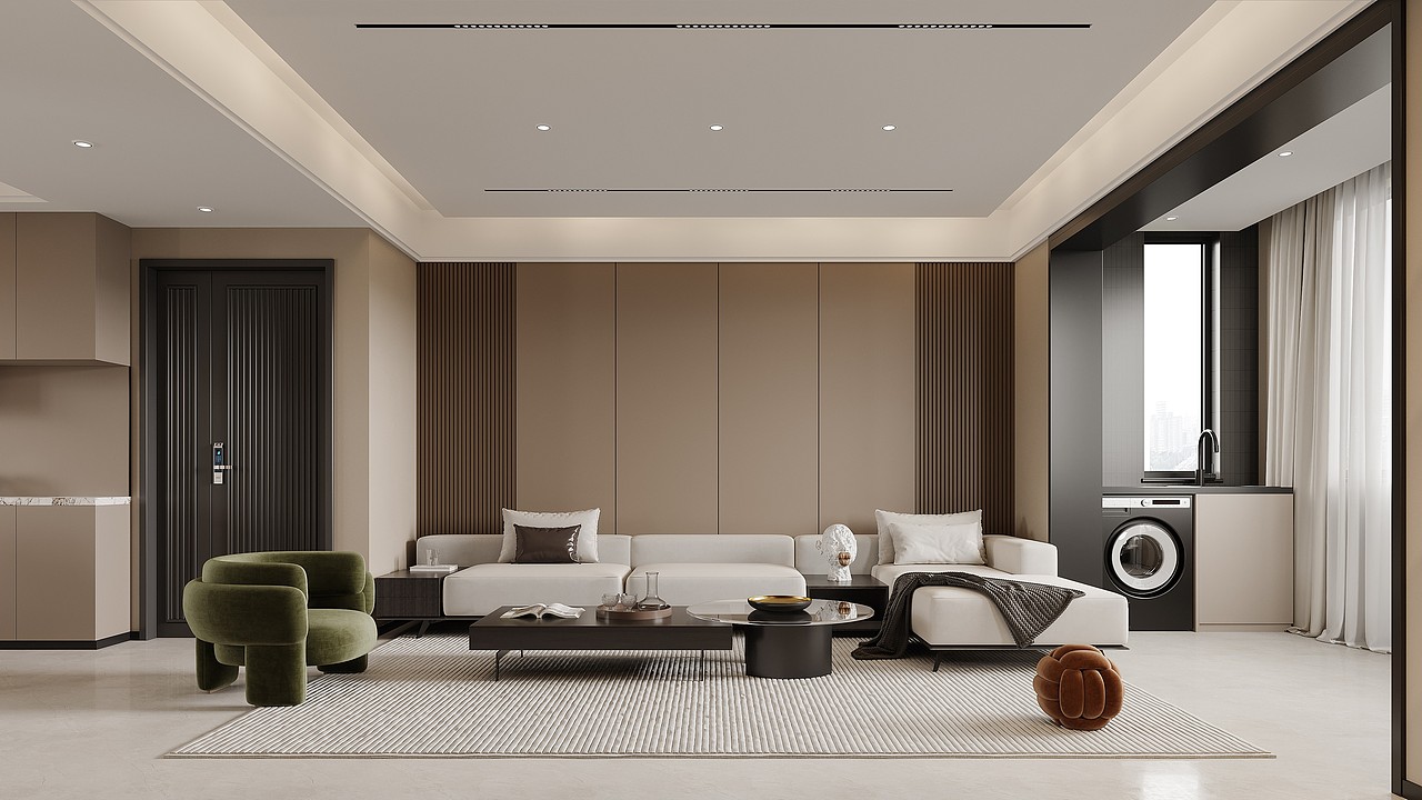 意式轻奢风客餐厅效果图表现