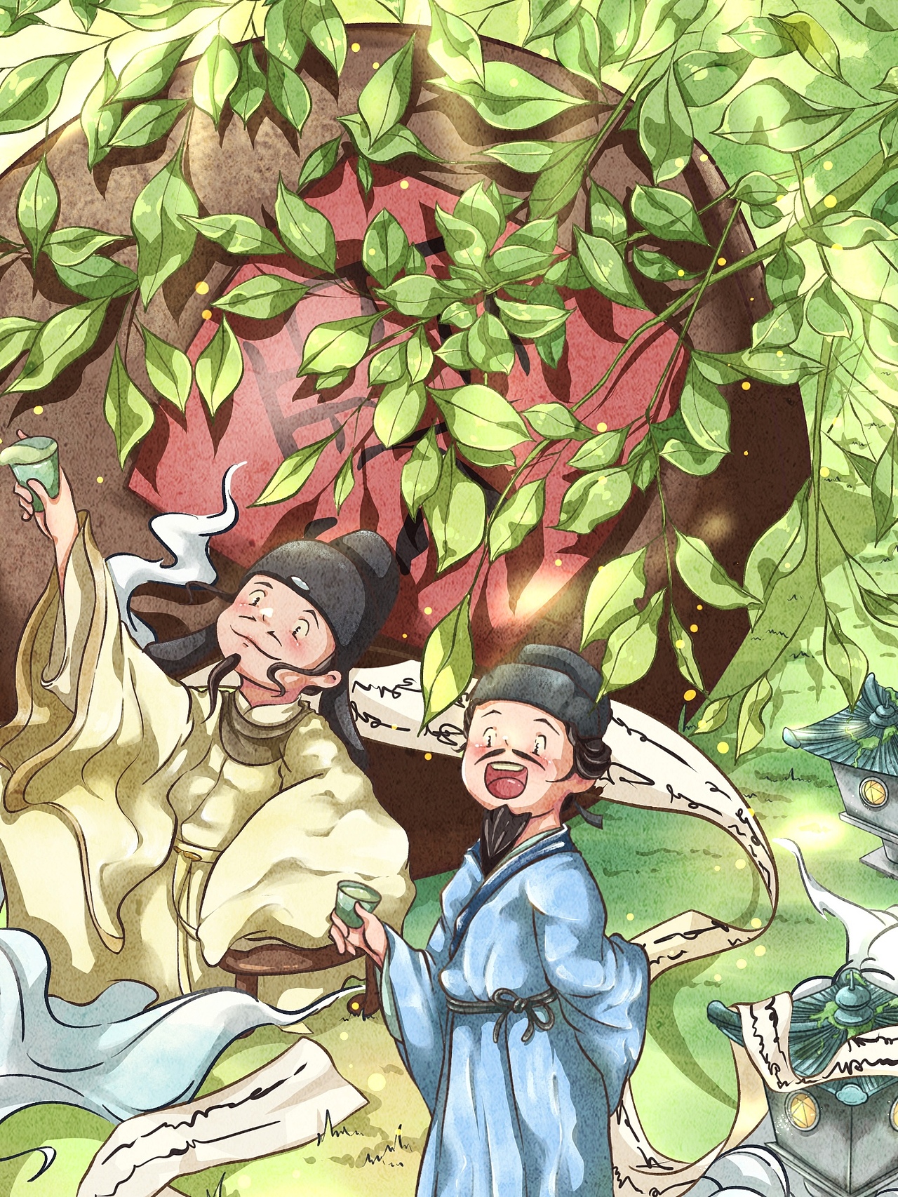 搞个｜雅集｜聚一聚｜唐代四诗人（图ZMzQwMzM2Mzg4） - 商业插画 - 站酷设计师杉小杉原创素材 - 站酷ZCOOL