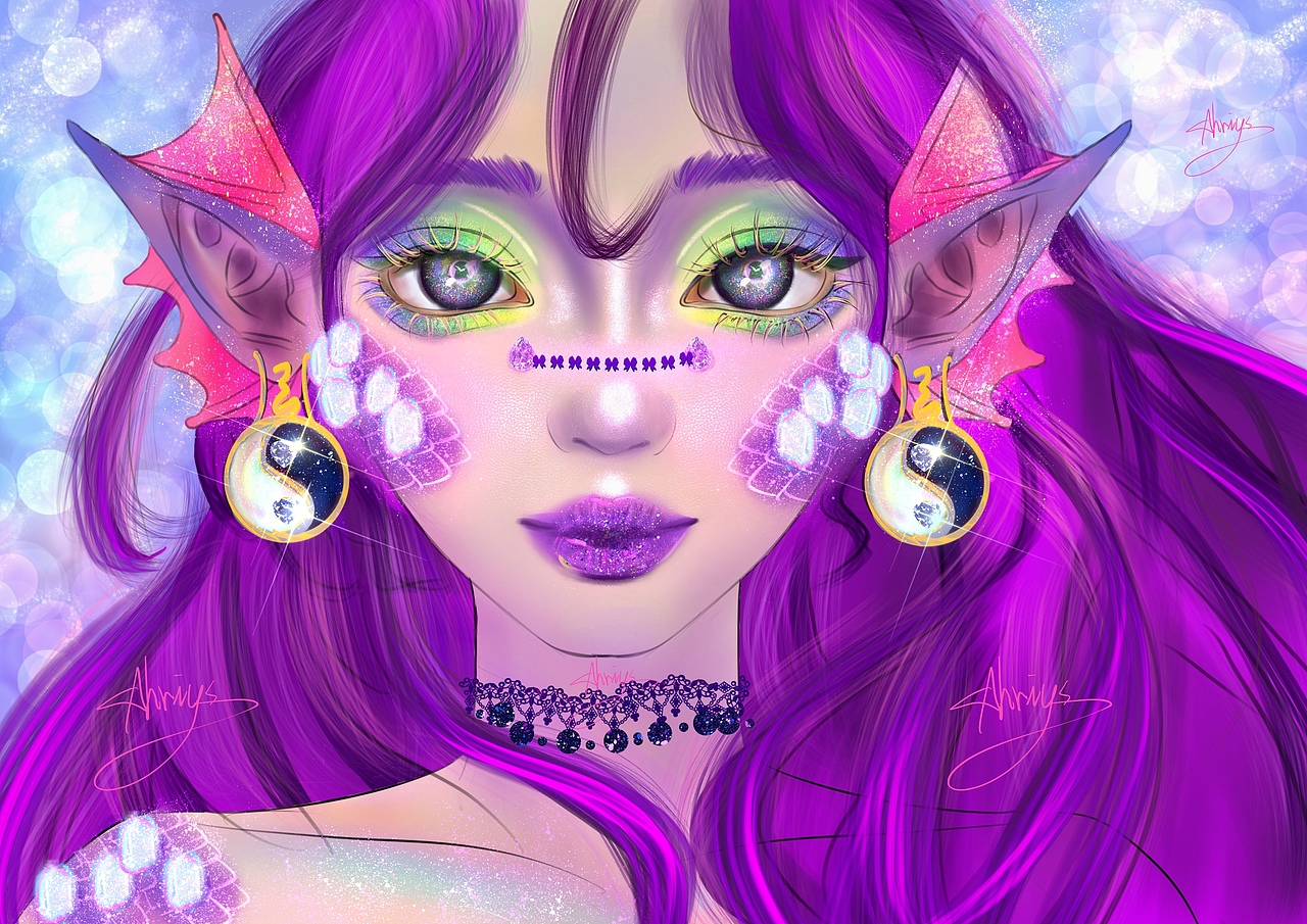 繁花Ahriys美人鱼星座系列插画（图ZMzQ5NzUzNzk2） - 概念设定 - 站酷设计师Ahriys原创素材 - 站酷ZCOOL