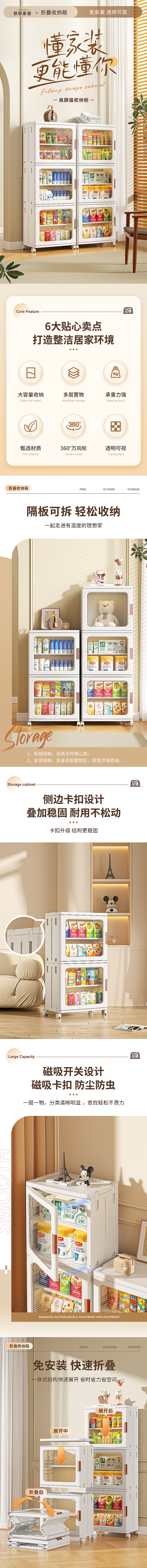 折叠收纳柜渲染+详情页设计