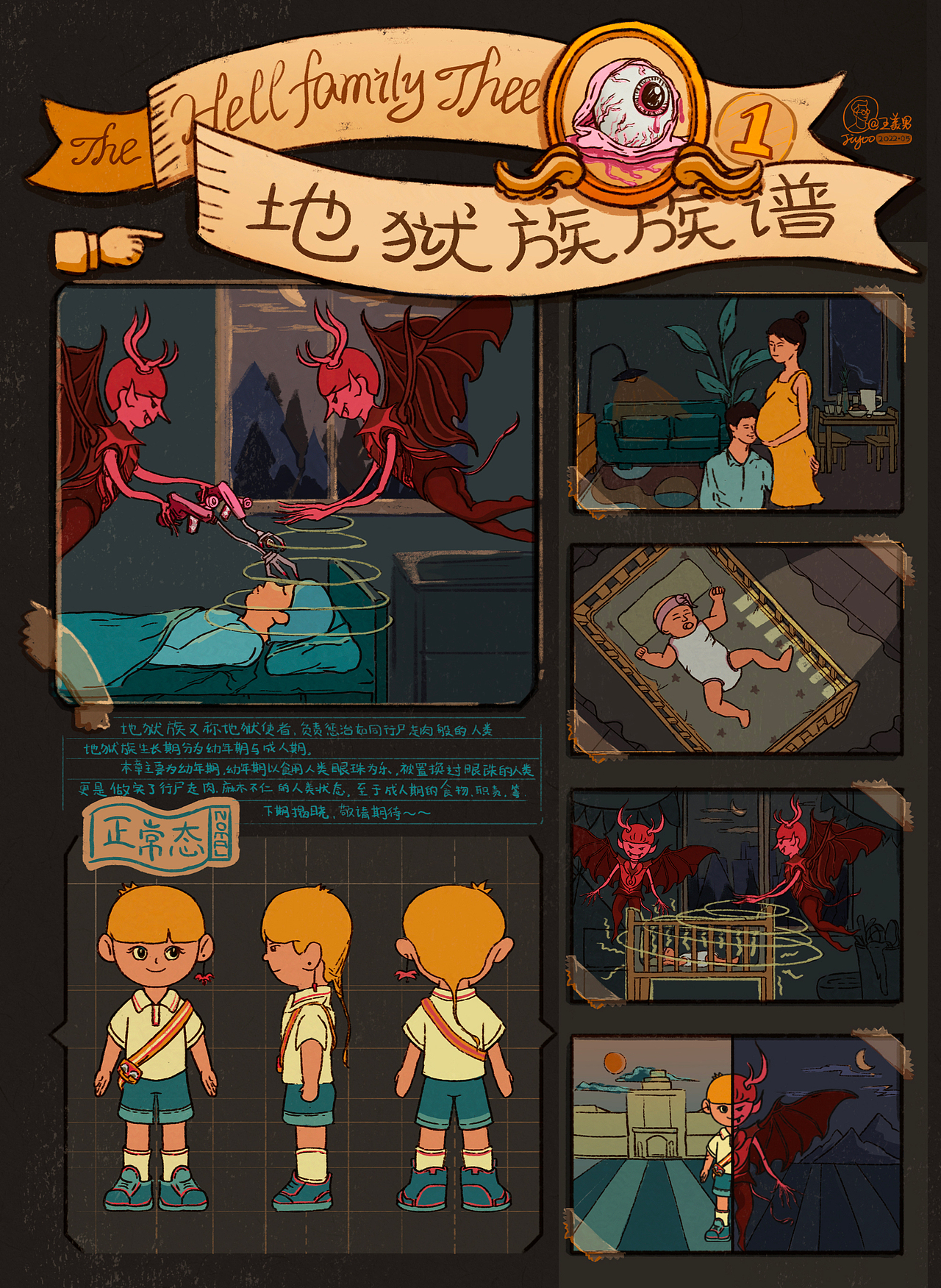 一个小小恐怖故事《地狱族族谱 1》 思维框架及手绘图(图ZMzAyOTAyNTQ0) - 绘本 - 站酷设计师王啊王美男原创素材 - 站酷ZCOOL