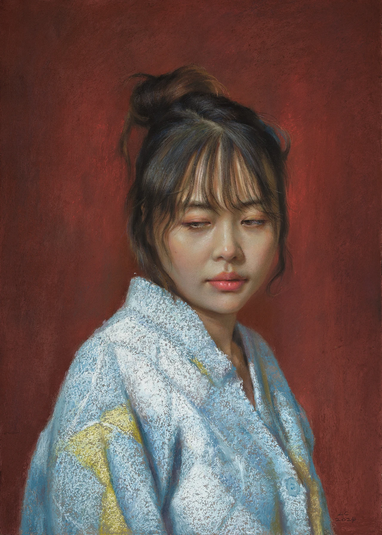 2024年第一幅色粉肖像