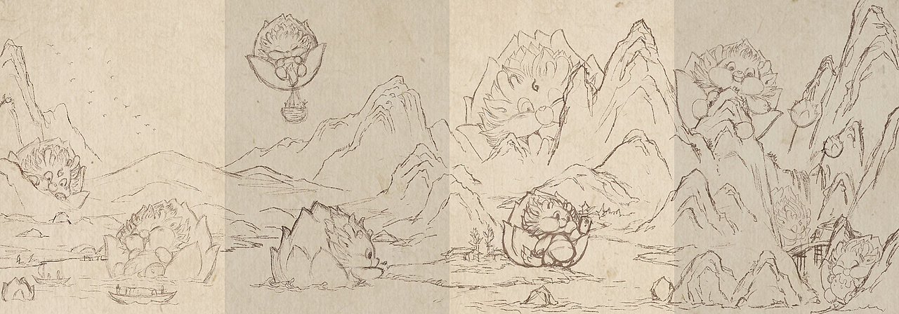 千里江山火龙盛世图长卷构思草图