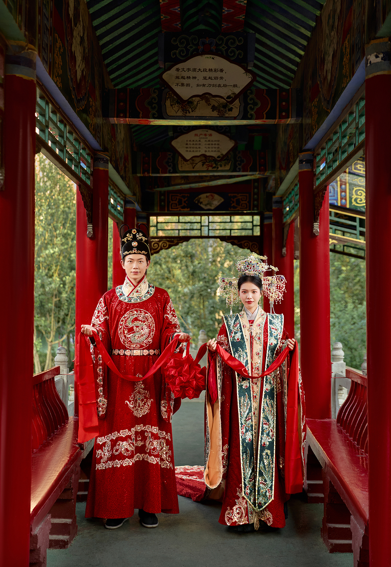 中式汉服古建婚纱修图