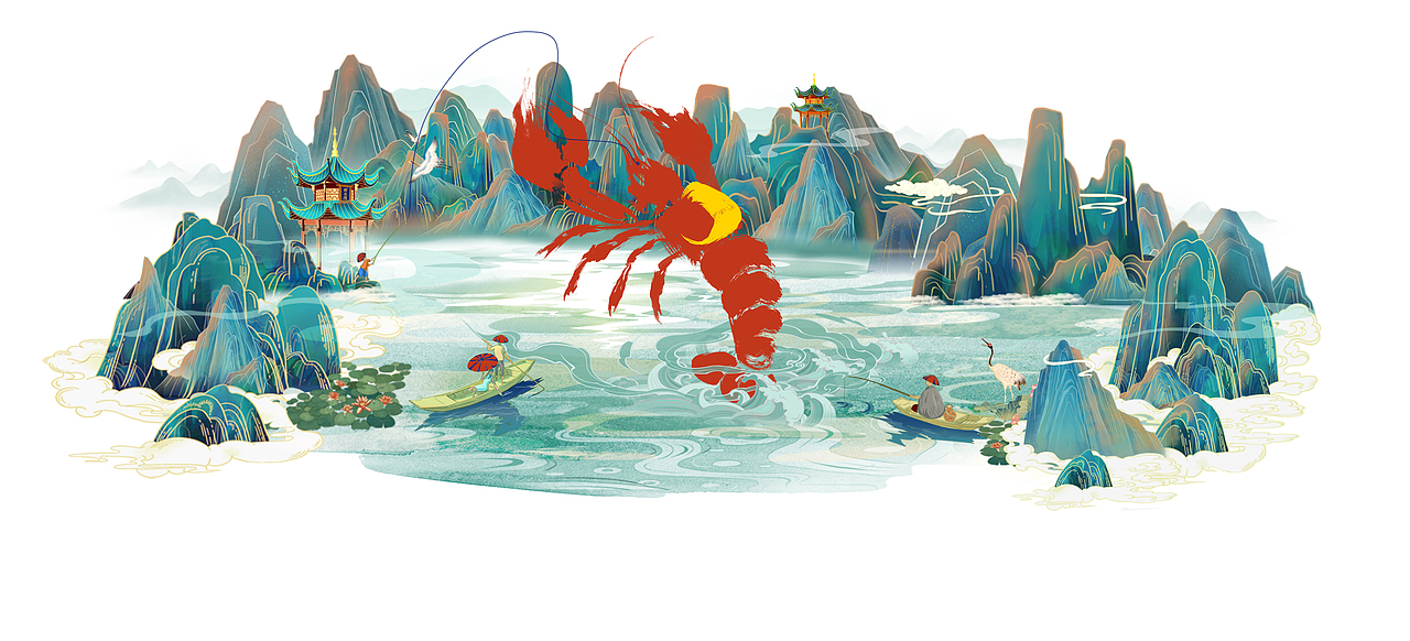 虾捞面品牌商业插画（图ZMzI5NjY4OTE2） - 商业插画 - 站酷设计师順殷原创素材 - 站酷ZCOOL