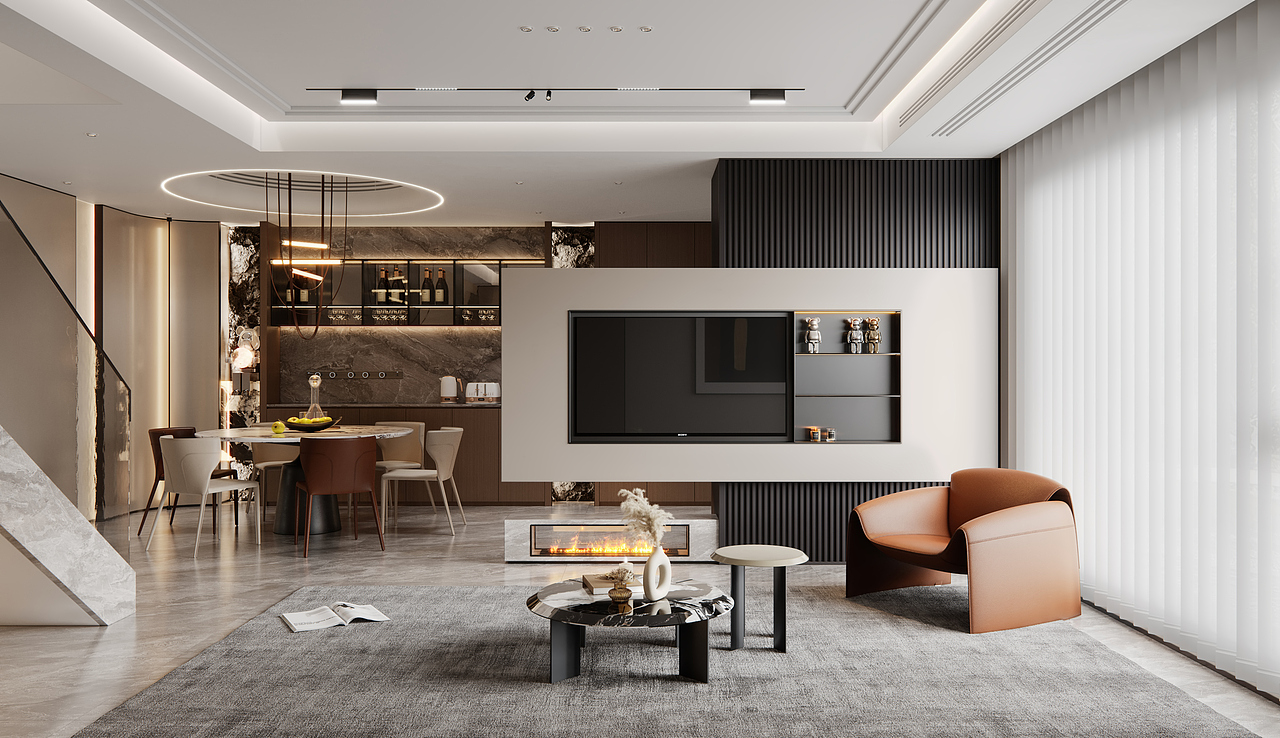 意式轻奢客餐厅 意式客厅（图ZMzMyNDI5NDY4） - 家装设计 - 站酷设计师痞老蟹原创素材 - 站酷ZCOOL