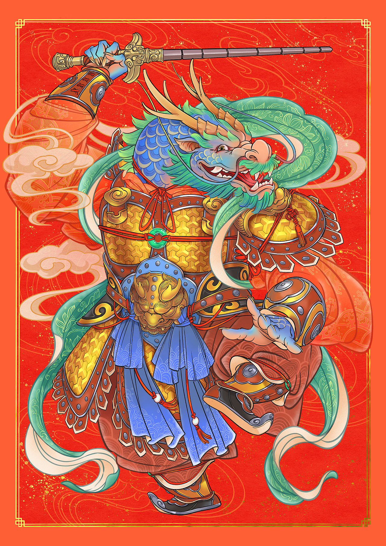 2024甲辰龍年門神~“買大送小”（圖ZMzU5ODk1MDgw） - 創(chuàng)作習(xí)作 - 站酷設(shè)計師黑黑de喬克巴其原創(chuàng)素材 - 站酷ZCOOL