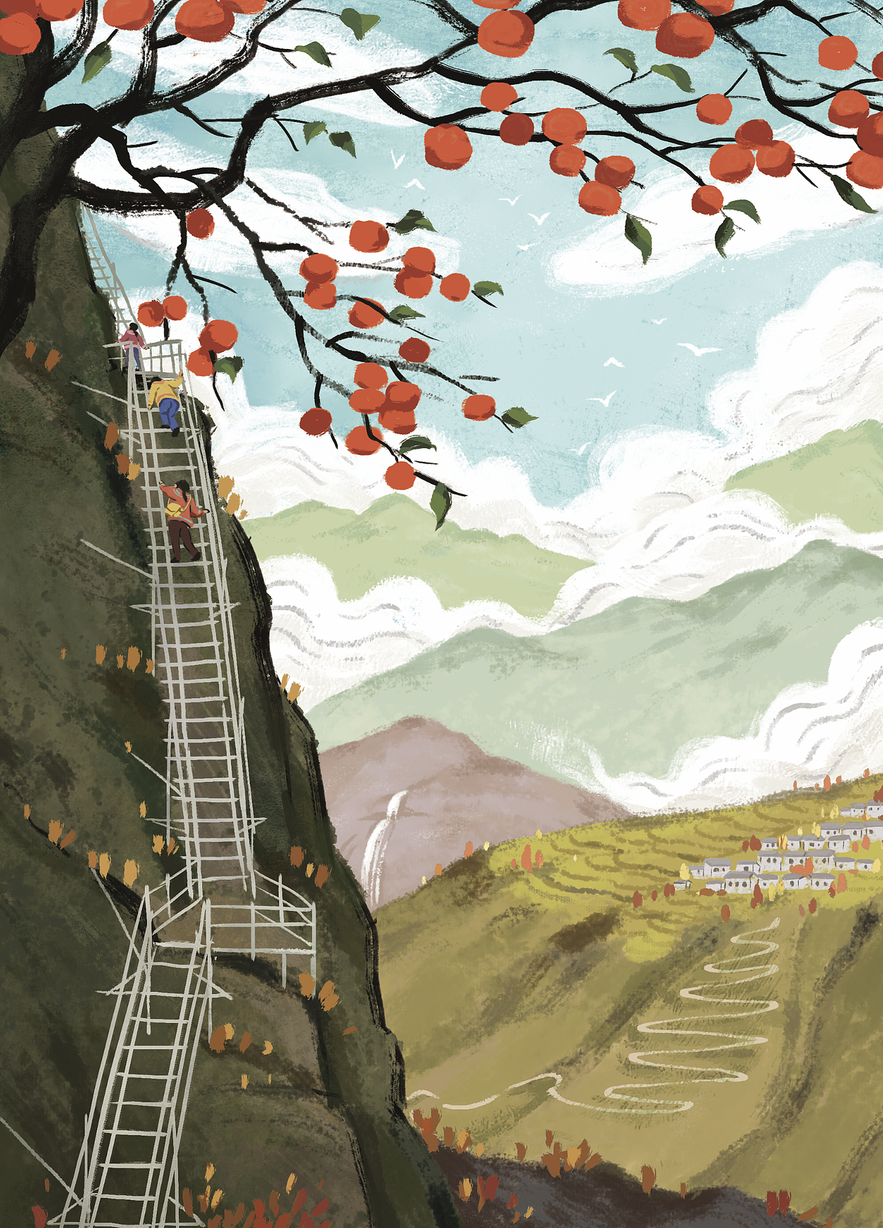 插图｜天梯下的灯火配图（图ZMzYxODIzMzE2） - 艺术插画 - 站酷设计师小白的角原创素材 - 站酷ZCOOL