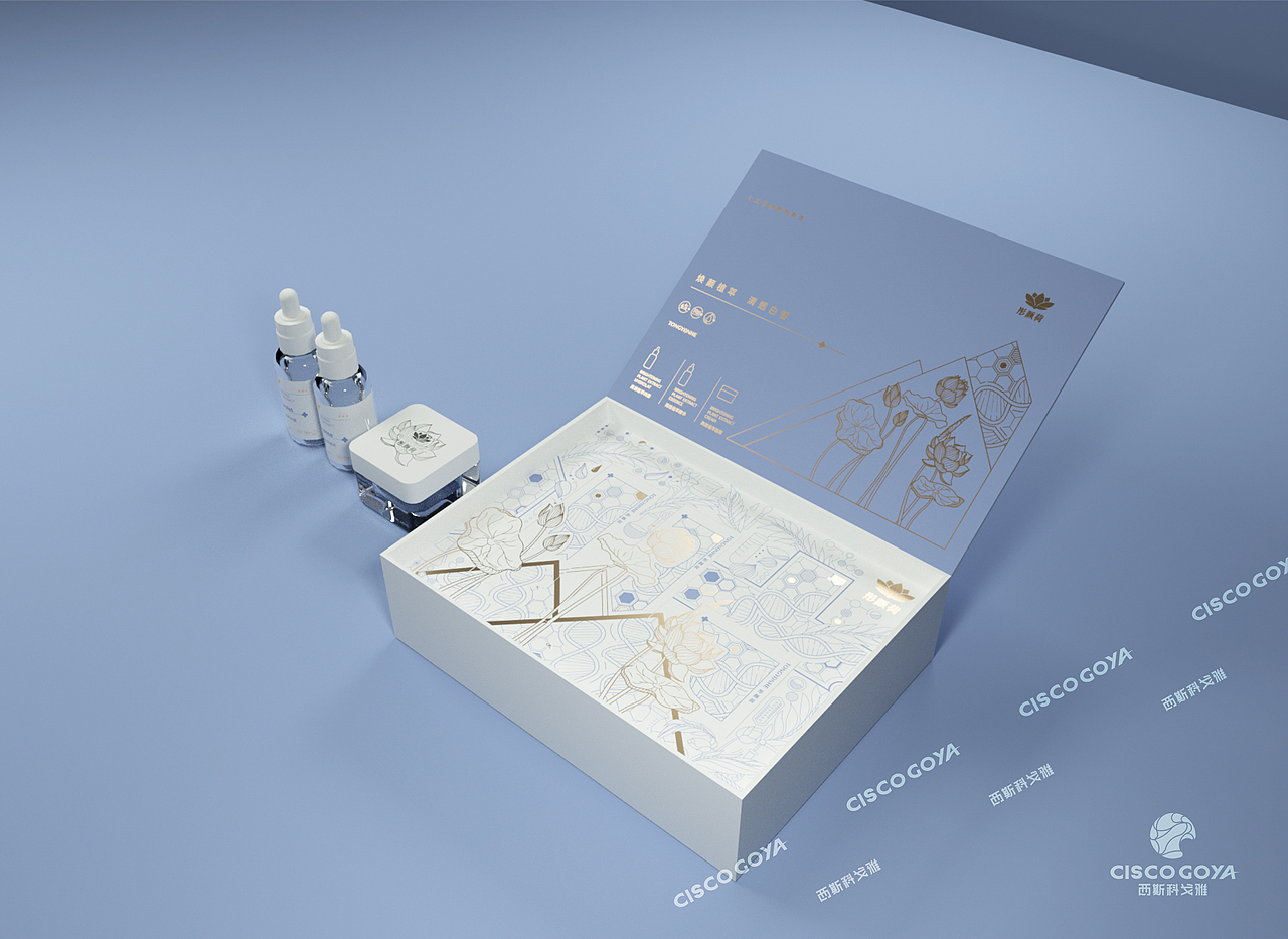 彤颜荷美妆护肤化妆品包装设计/天津包装设计/插画包装