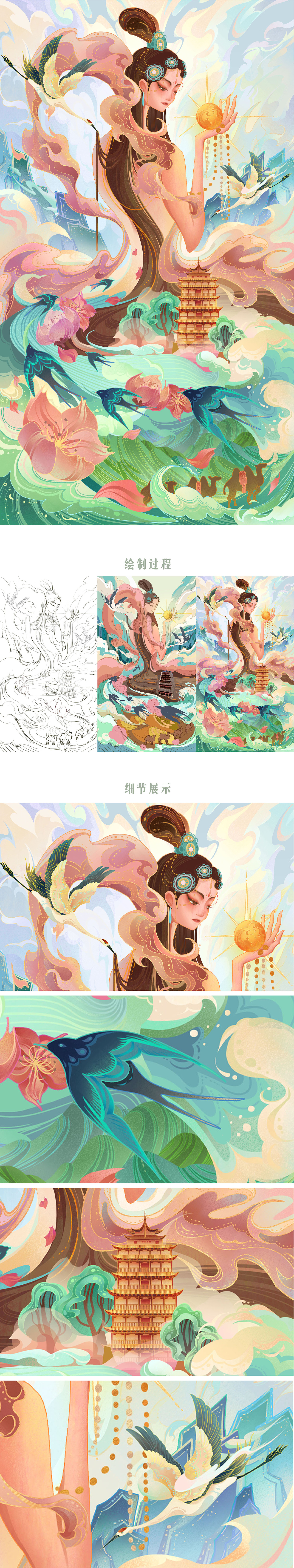 国潮风插画|甘肃城市印象（图ZMzE4NjM4NzMy） - 商业插画 - 站酷设计师超级纬纬子原创素材 - 站酷ZCOOL