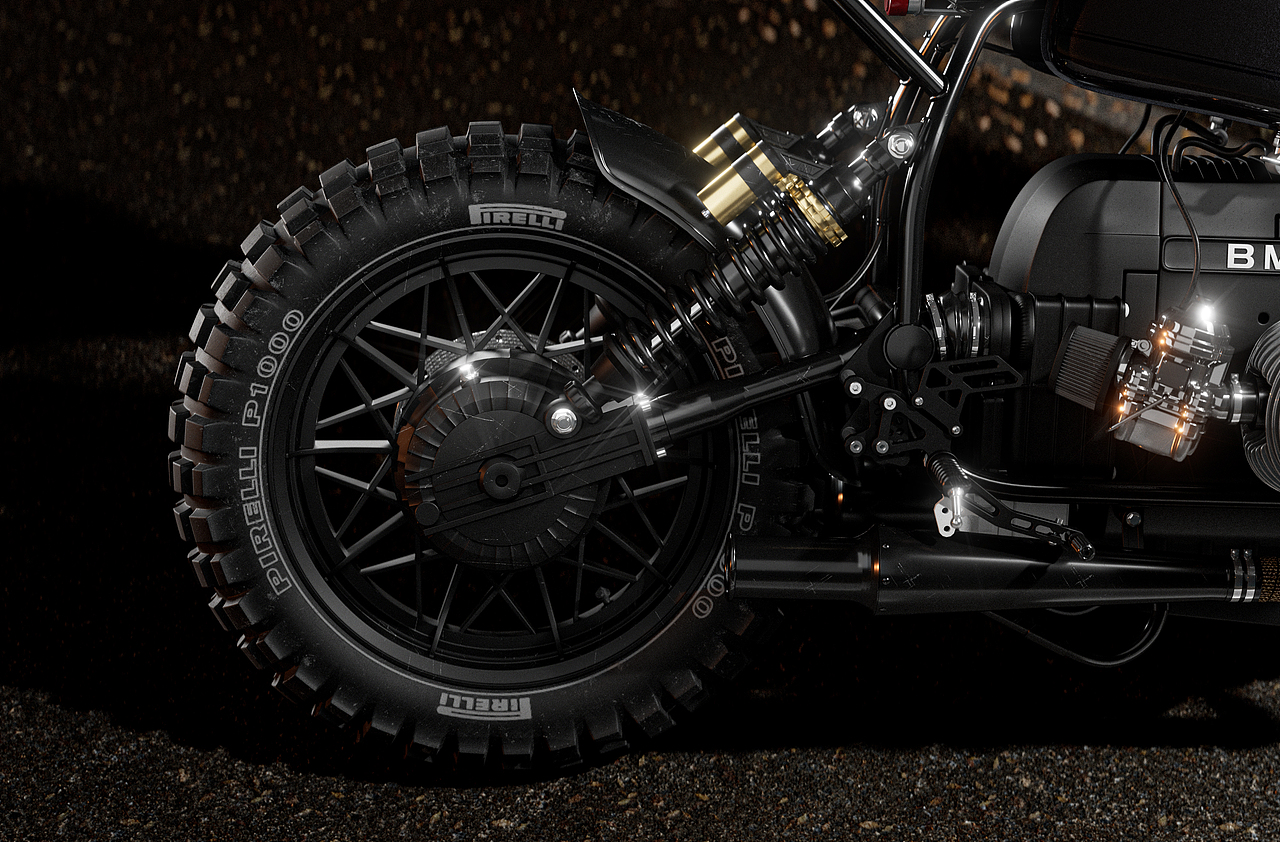 Cafe Racer R80 摩特车渲染