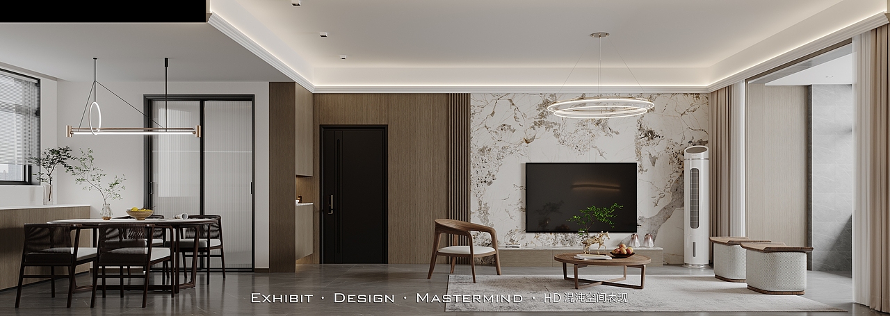 新中式客餐厅 ▏混沌空间视觉表现