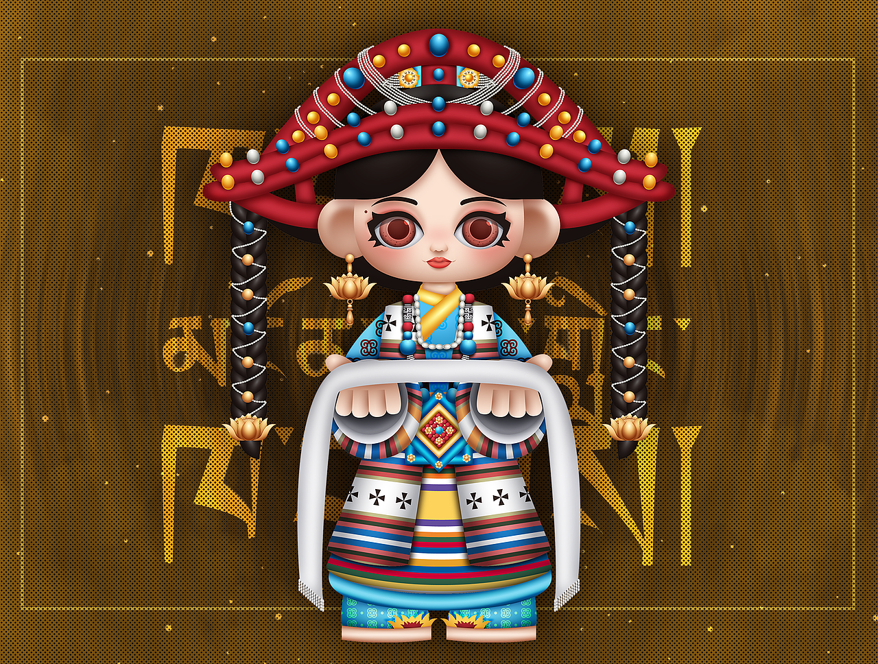 《献“哈达”的姑娘》（图ZMzUwNTY4ODEy） - IP形象 - 站酷设计师小糖a原创素材 - 站酷ZCOOL