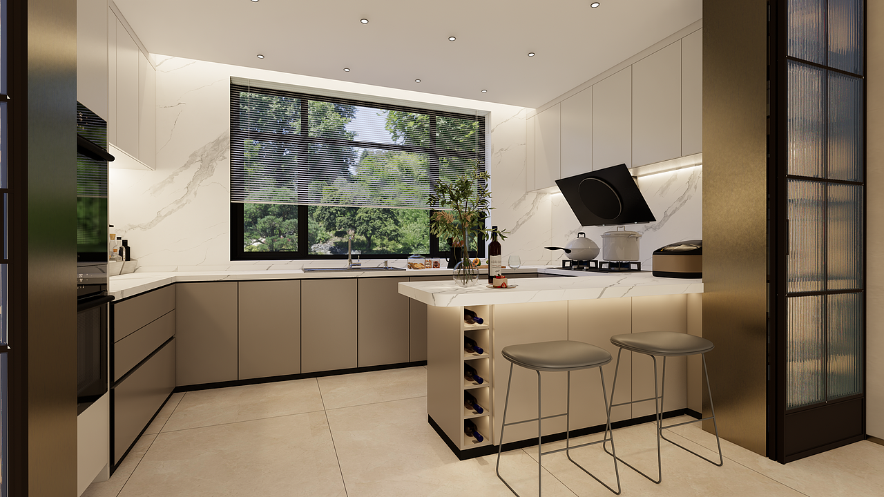 非正餐简单的饮食在小吧台上即可解决，简单，好收拾。