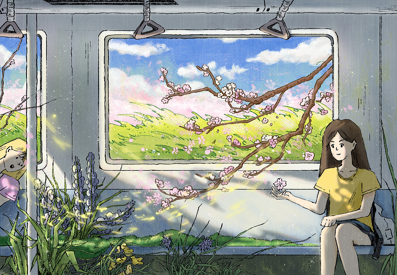 春日地铁（图ZMzM2NDcyOTc2） - 创作习作 - 站酷设计师挖土豆原创素材 - 站酷ZCOOL