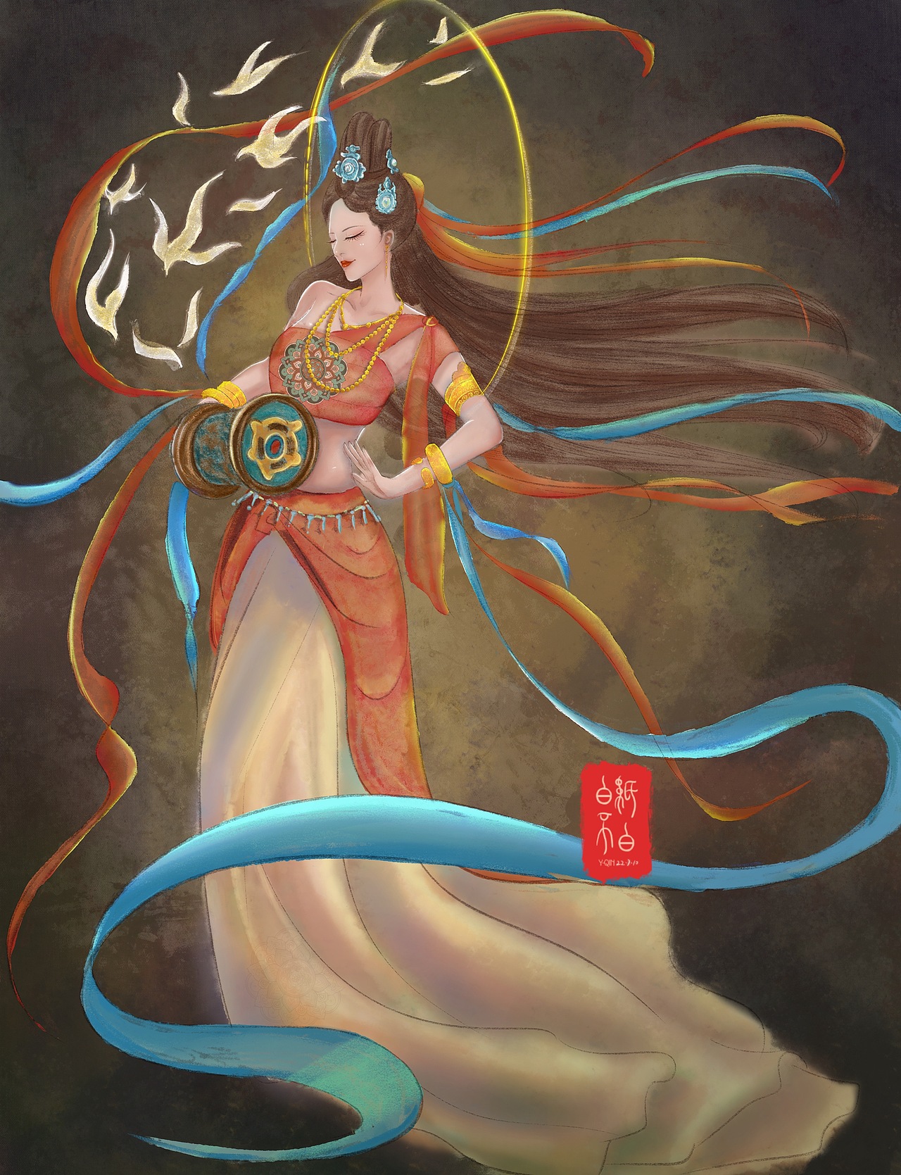 敦煌飞天/八音/九色鹿/鹿女（图ZMzA5MDc5NTY4） - 商业插画 - 站酷设计师白纸不白yq原创素材 - 站酷ZCOOL