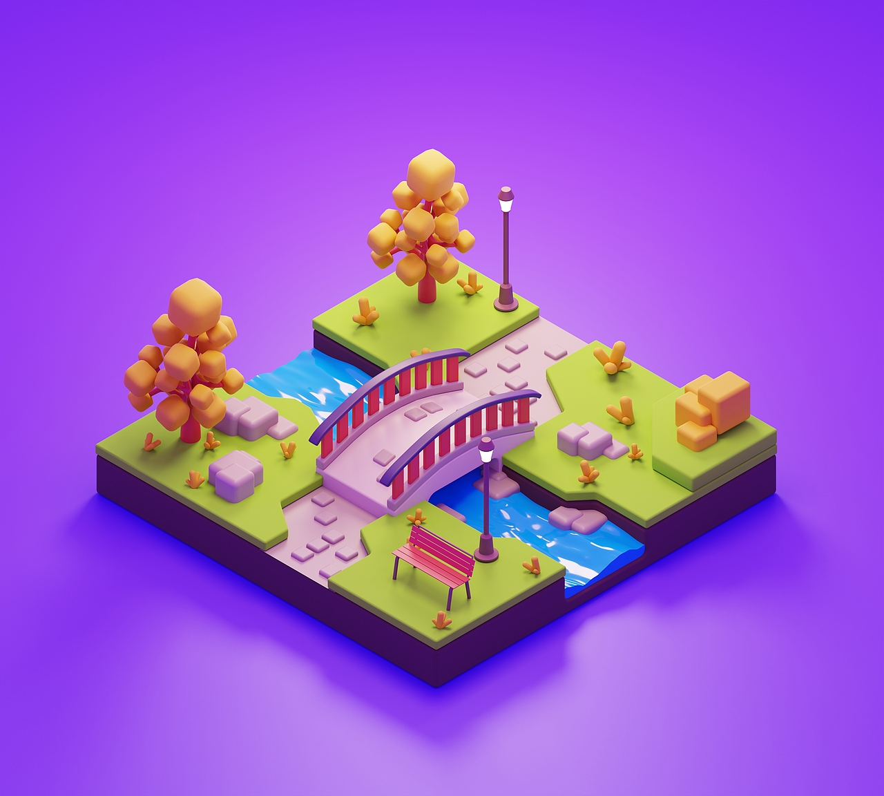 2.5D 三维LowPoly公园 