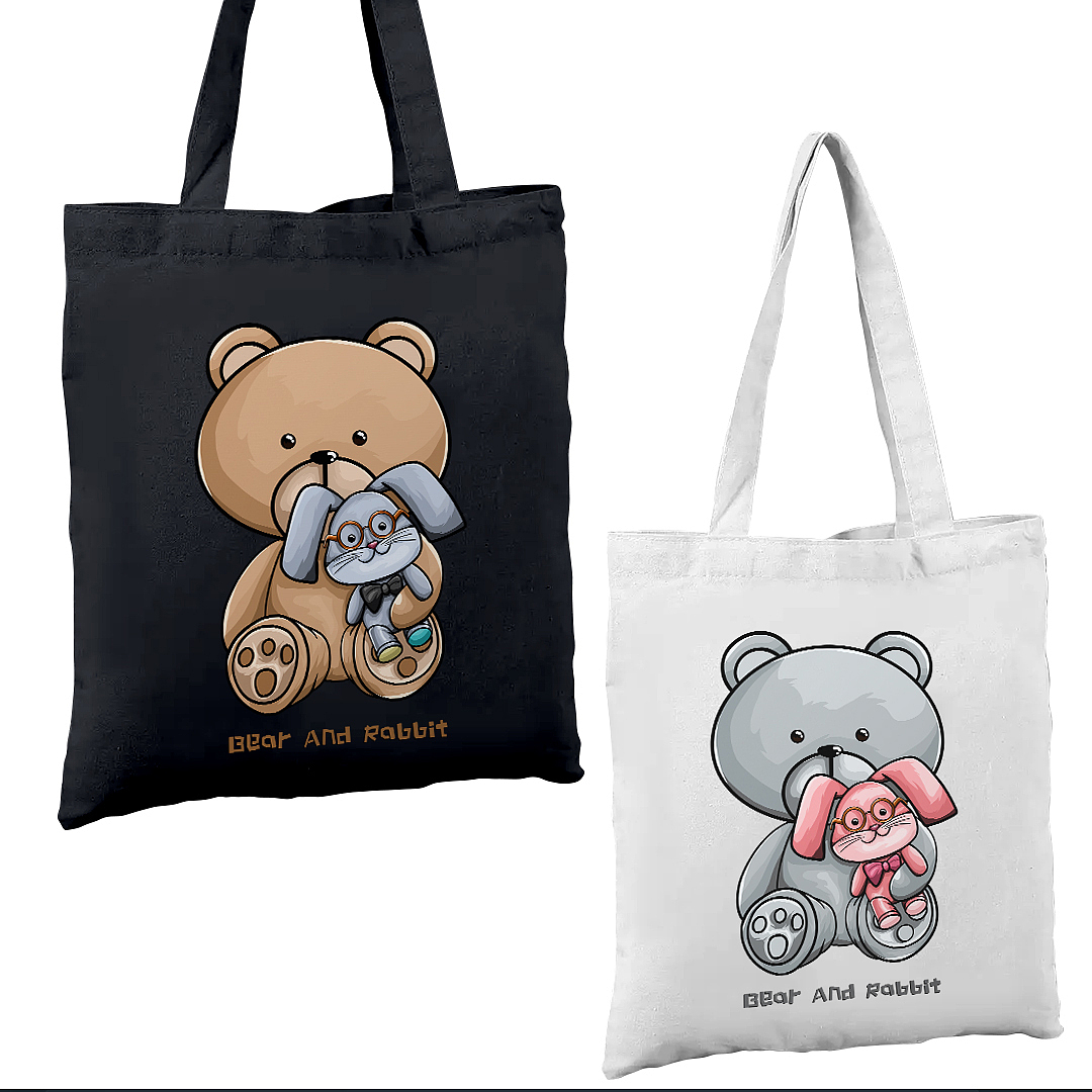 原创插画 bear and rabbit