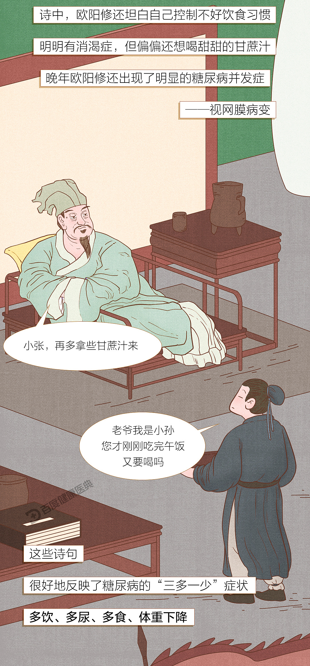 《百度健康医典：古人与糖尿病》条漫（健康科普）（图ZMzQ5NTU2ODA4） - 短篇/格漫 - 站酷设计师李平LP1919原创素材 - 站酷ZCOOL