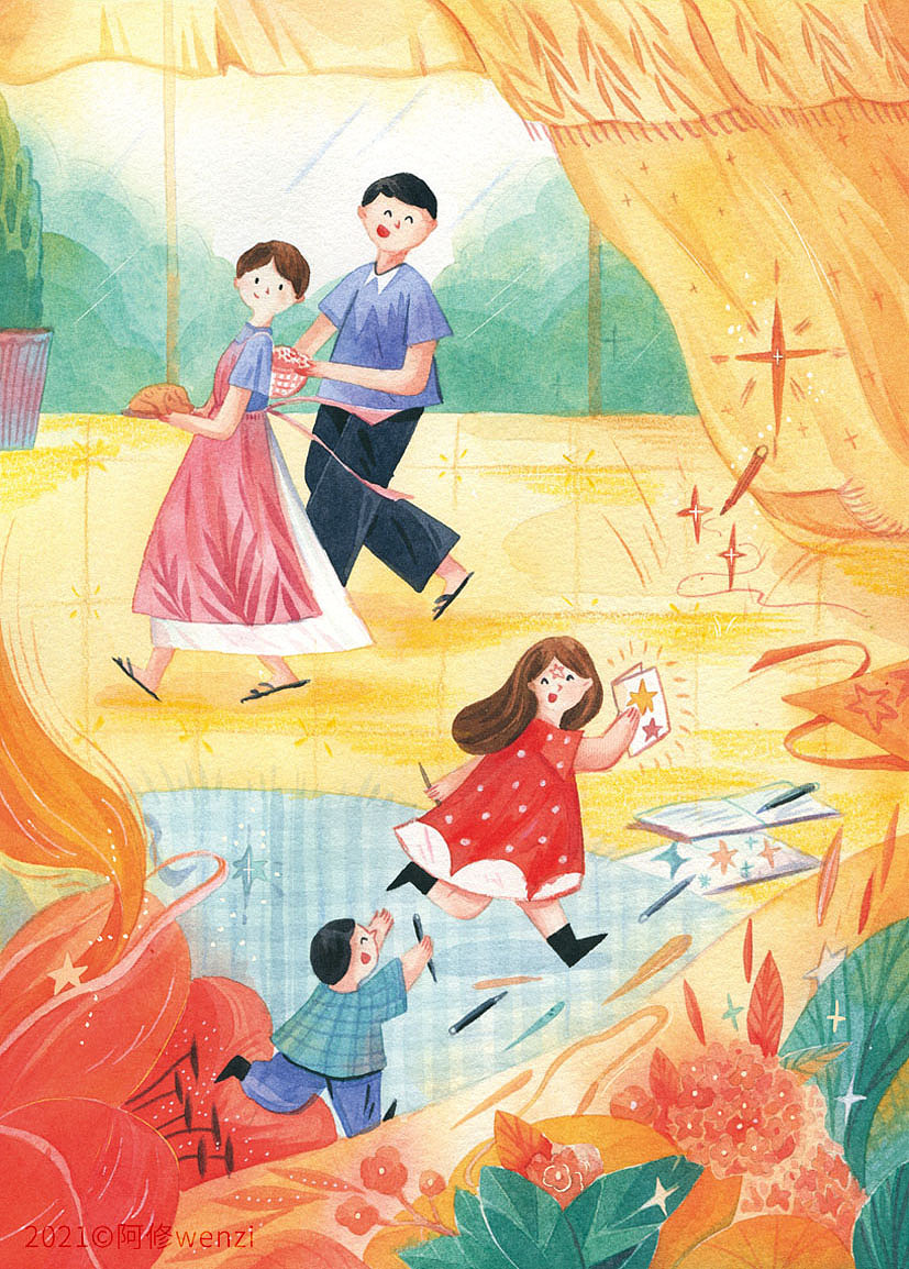 儿童文学作品《朵朵的星》水彩手绘插画