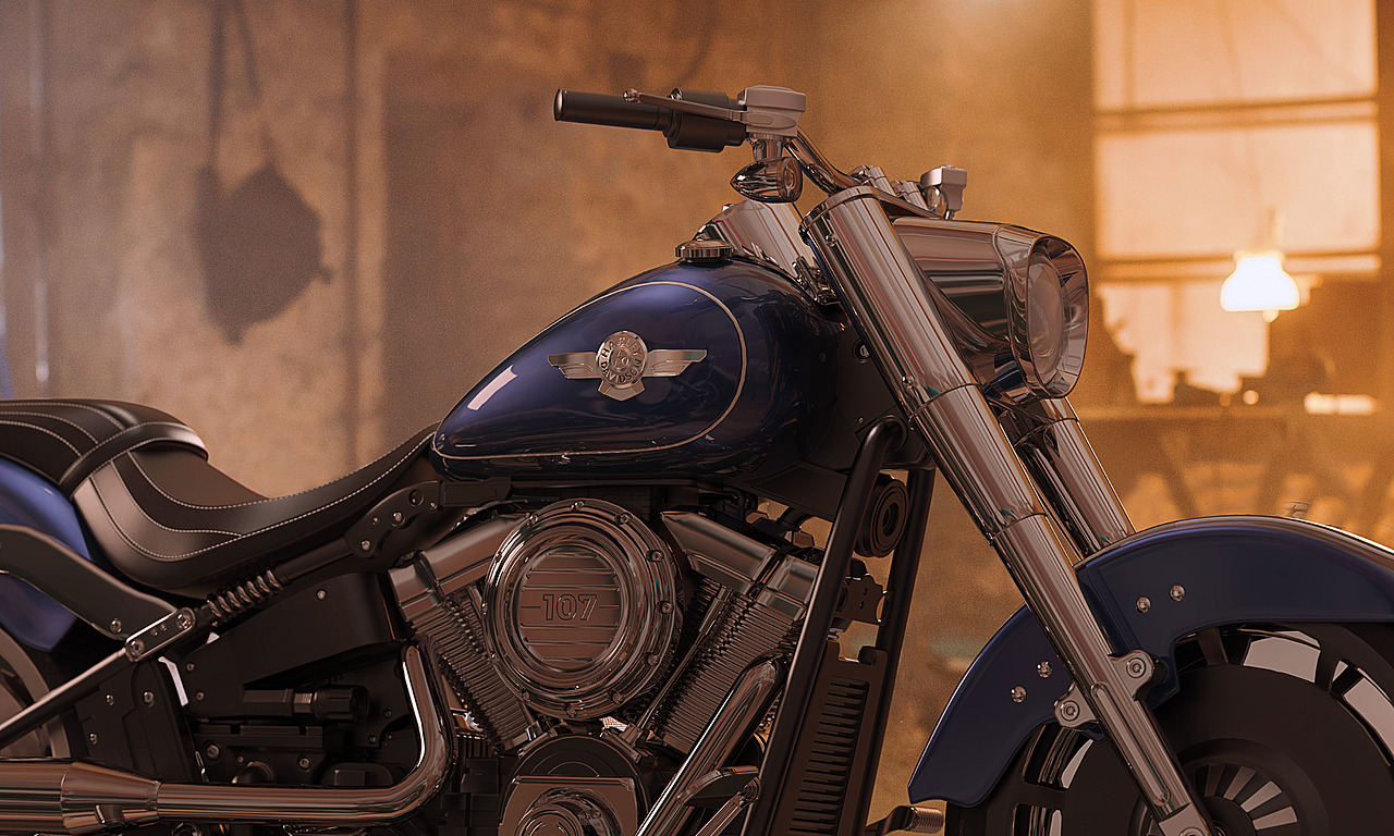 哈雷戴维森摩托车三维渲染