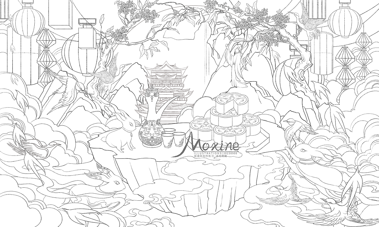 【国潮】近期国潮作品纸鸢与中秋图