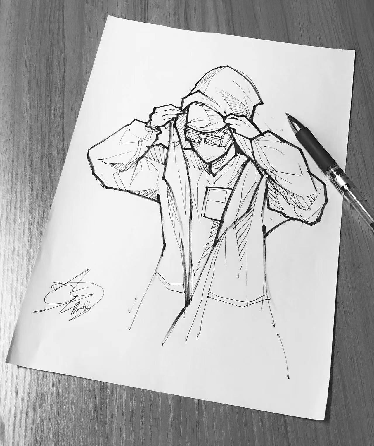 抗疫新冠肺炎白衣天使插画手绘集 感恩贵人感谢祖国（图ZMzI2NjQ1Mzgw） - 创作习作 - 站酷设计师AceBang原创素材 - 站酷ZCOOL