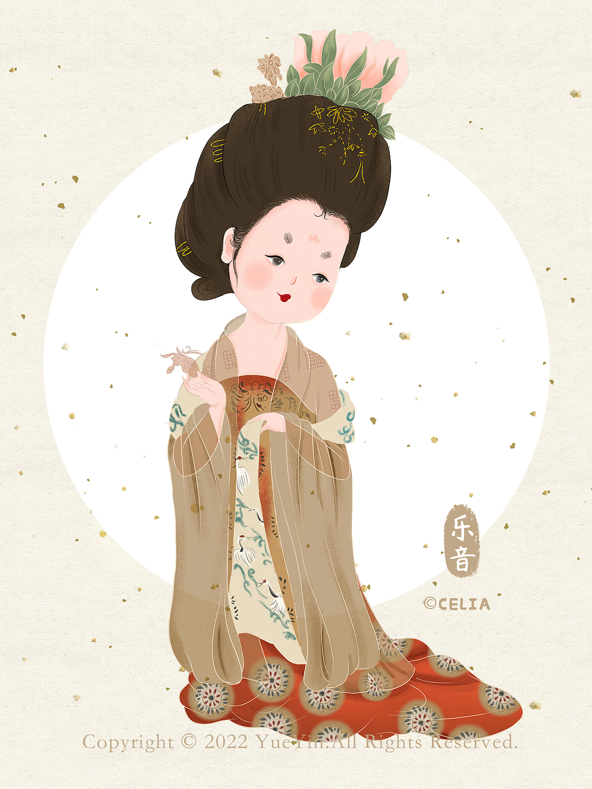 簪花仕女图（图ZMzA5MDY0Njky） - 商业插画 - 站酷设计师乐音插画原创素材 - 站酷ZCOOL