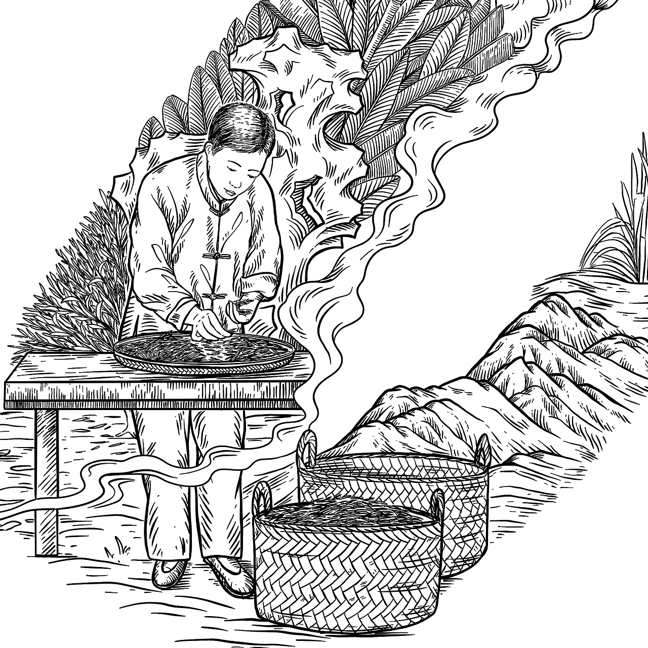 茶品牌长卷插画