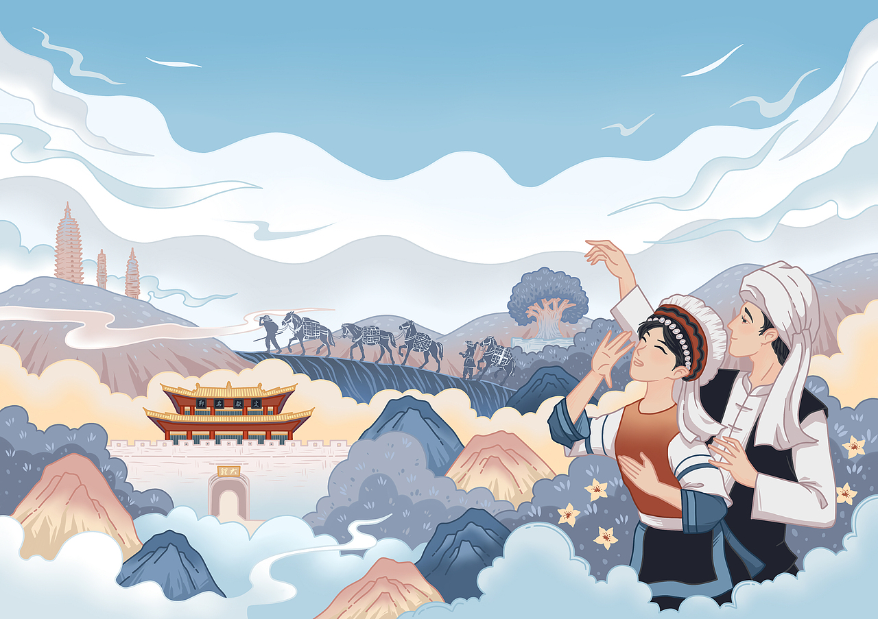 《风花雪月》包装插画（图ZMzcwMTY2Mzcy） - 商业插画 - 站酷设计师靑玉案原创素材 - 站酷ZCOOL