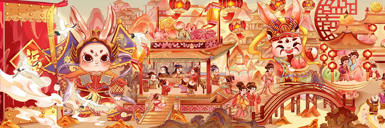 2023兔年新年插画-卯兔贺岁（图ZMzE0MDkzODM2） - 商业插画 - 站酷设计师咕咚咕噜原创素材 - 站酷ZCOOL