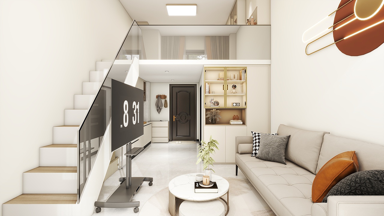 LOFT跃层公寓——简单的暖色系之家（图ZMzYwMjcyNzQ4） - 家装设计 - 站酷设计师二轩原创素材 - 站酷ZCOOL