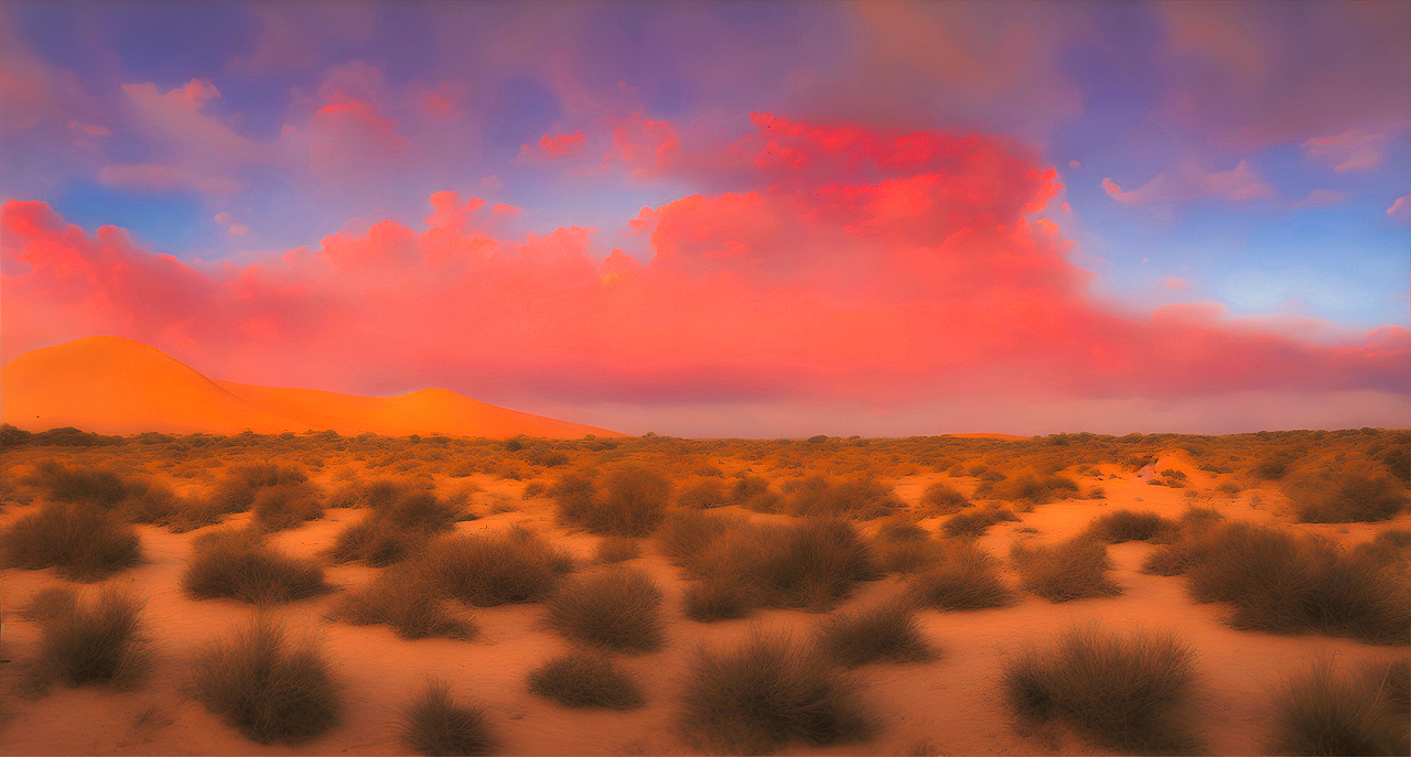 夕阳下美丽的戈壁沙漠