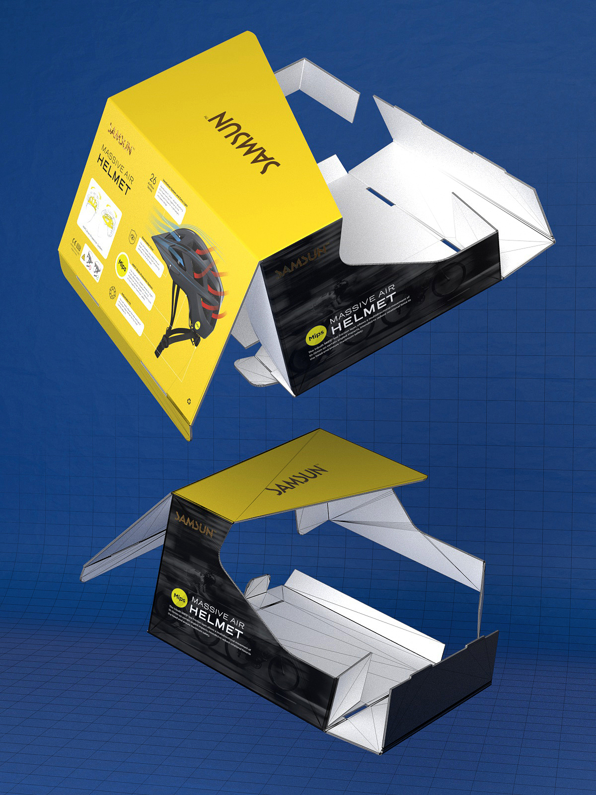 外贸出口运动用品自行车骑行头盔彩盒包装设计