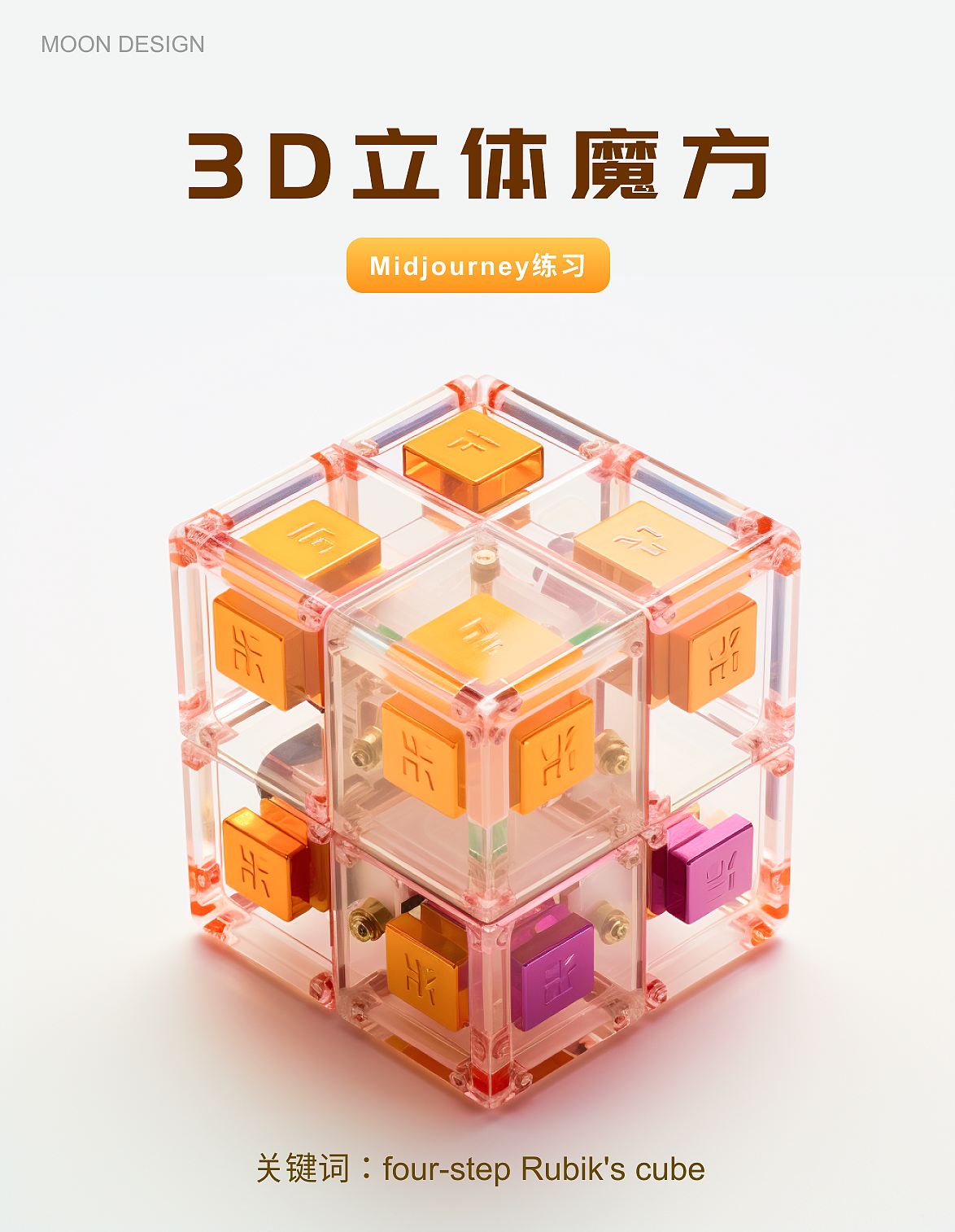 Midjourney练习-3D立体魔方(附咒语)