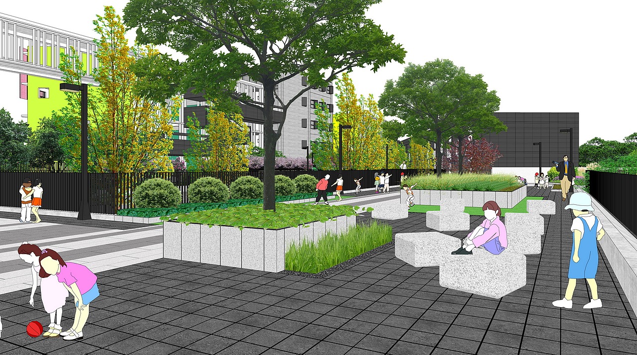 光谷第十三小学景观SU模型下载