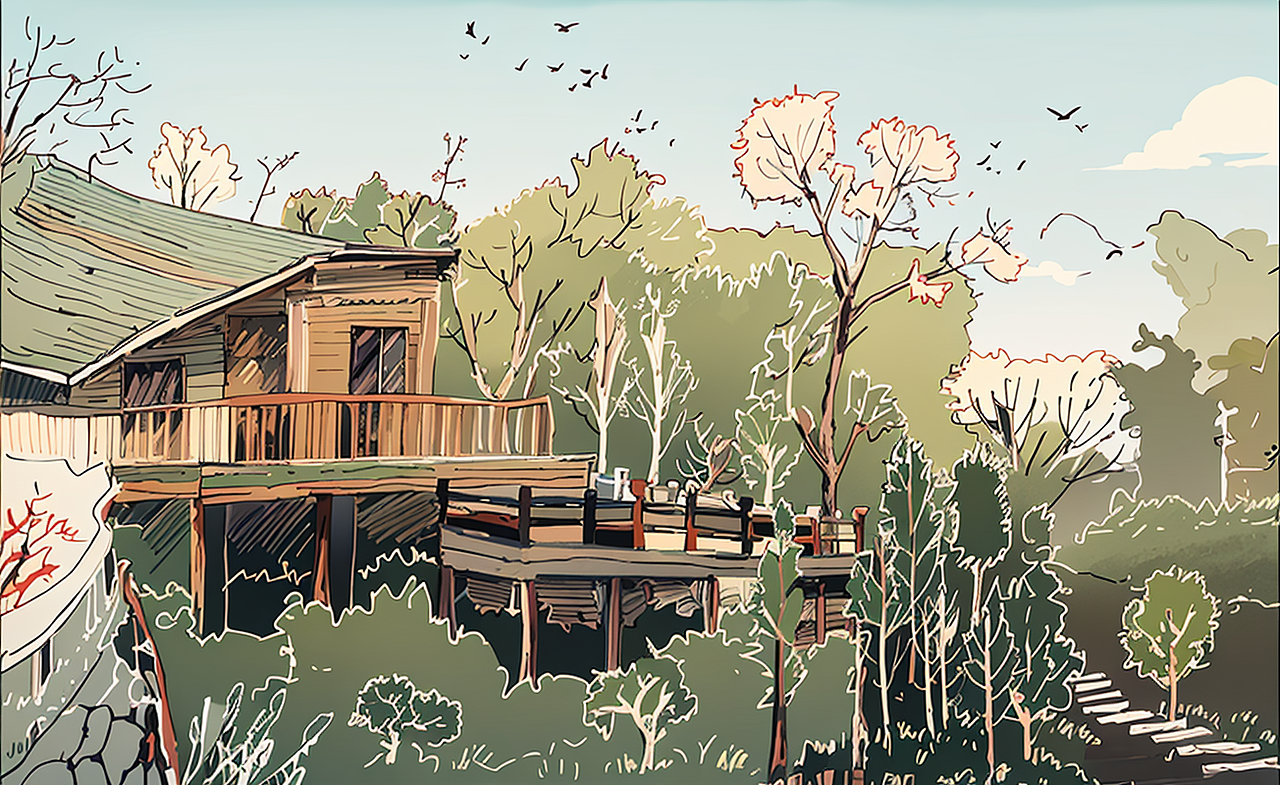 公园一角（图ZMzY2MDM4MDMy） - 艺术插画 - 站酷设计师智绘素材库原创素材 - 站酷ZCOOL