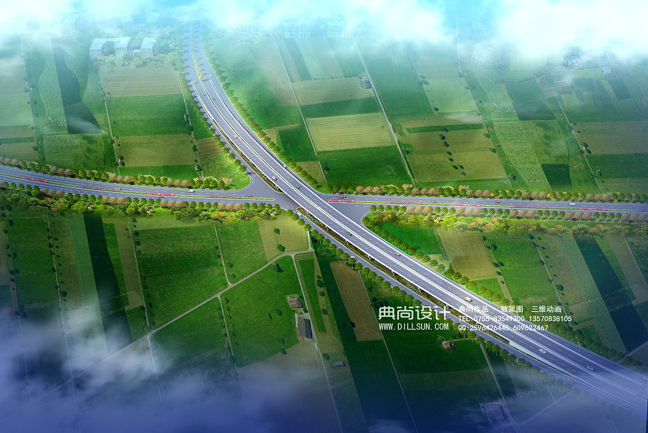 互通效果图3互通立交设计鸟瞰效