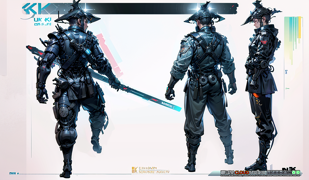 AI原画 赛博朋克Cyberpunk 机甲