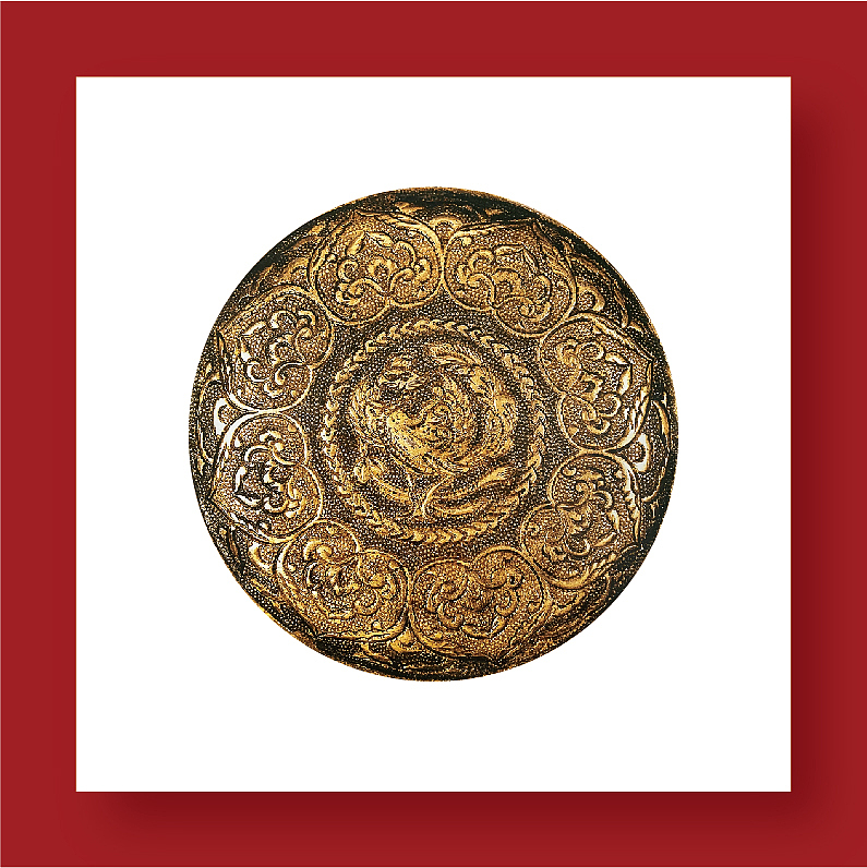 鎏金翼鹿纹银盒(底)