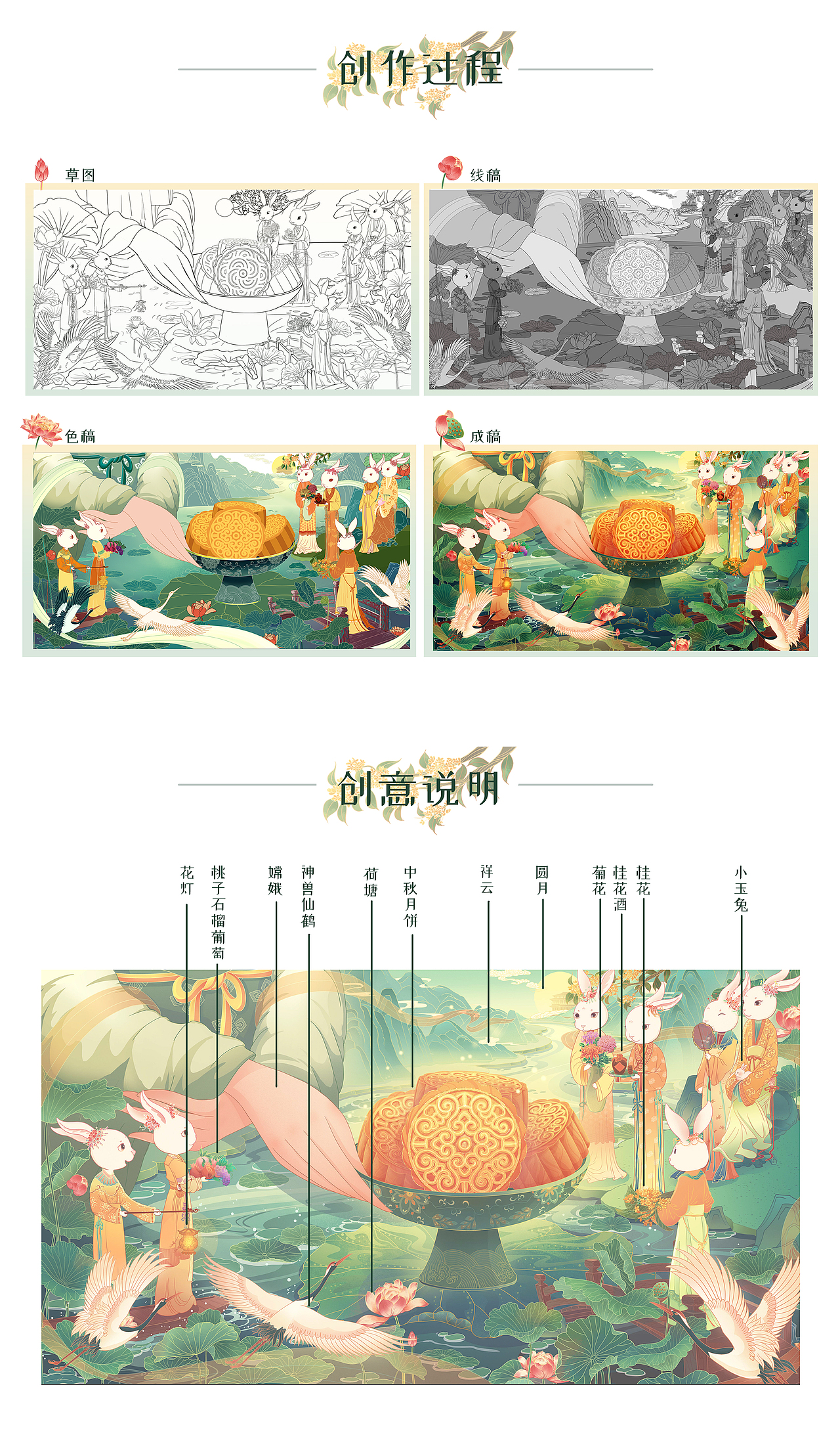 中秋节插画（图ZMzE0MjcyNTQ4） - 商业插画 - 站酷设计师樱桃亭原创素材 - 站酷ZCOOL