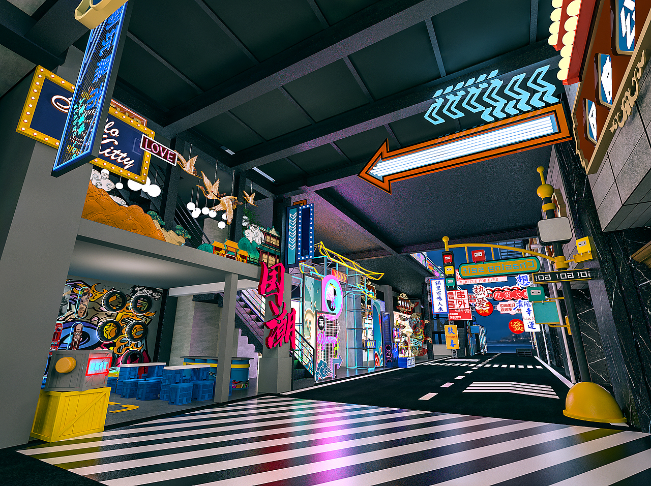 国潮美食街网红街区改造（图ZMzQ3NzQyNTI0） - 建筑/空间 - 站酷设计师是何小样呀原创素材 - 站酷ZCOOL