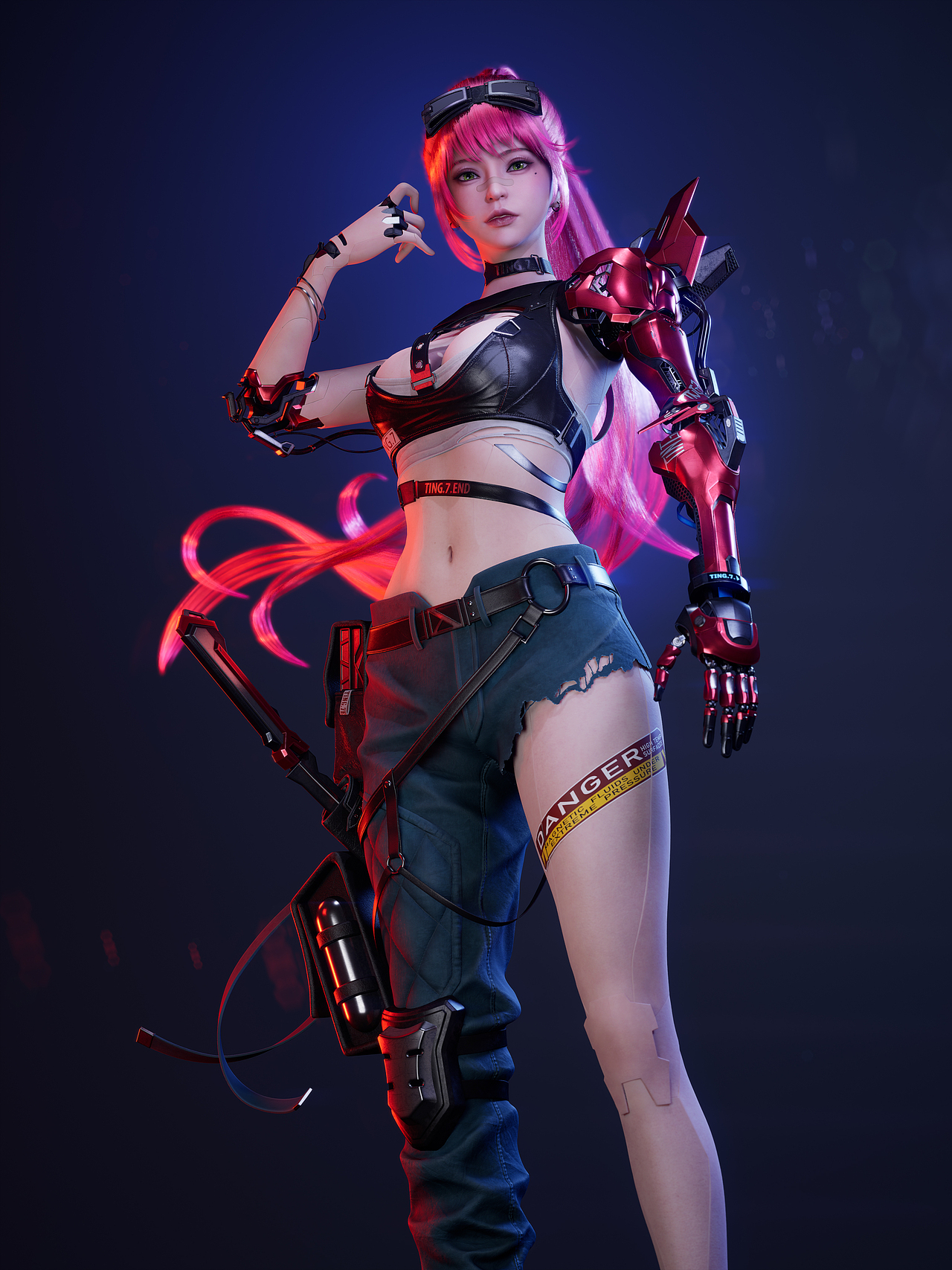 红色机械臂的赛博女孩（图ZMzY5OTAyMjg0） - 人物/生物 - 站酷设计师夏昌琪原创素材 - 站酷ZCOOL