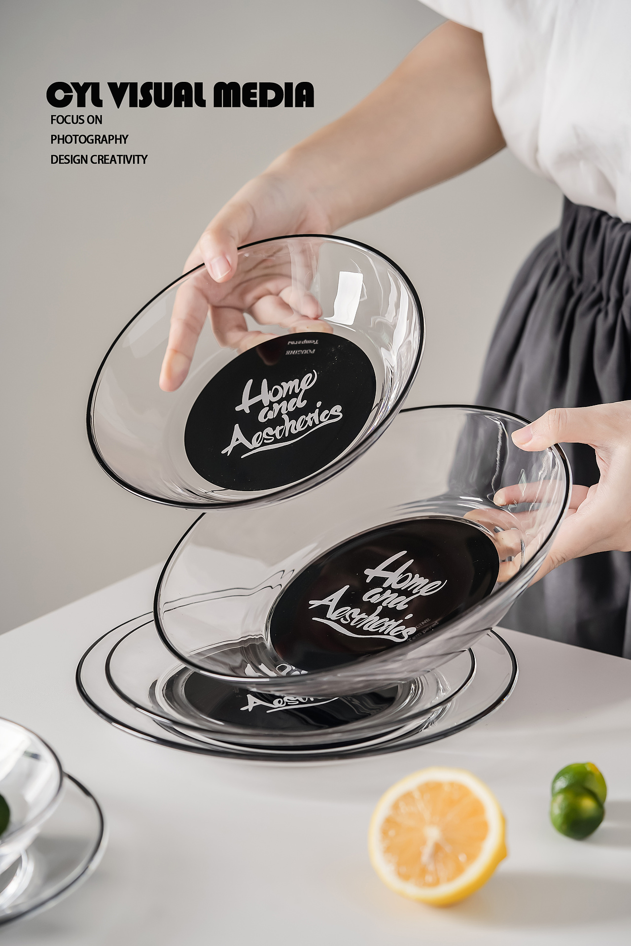 产品摄影|黑白玻璃盘