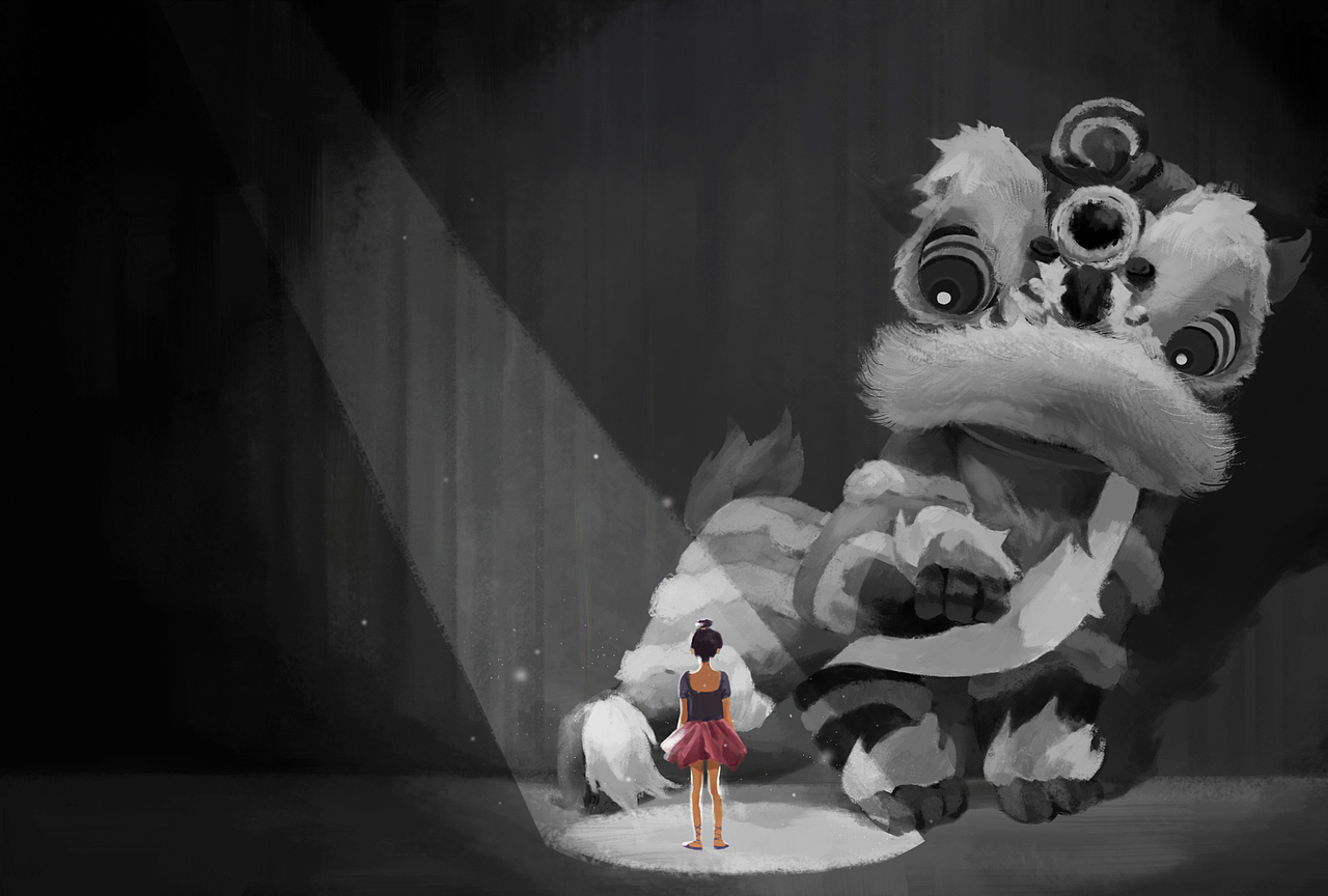 23年台历-《醒狮与我》明信片（图ZMzI3Njg4MjQw） - 商业插画 - 站酷设计师北只原创素材 - 站酷ZCOOL