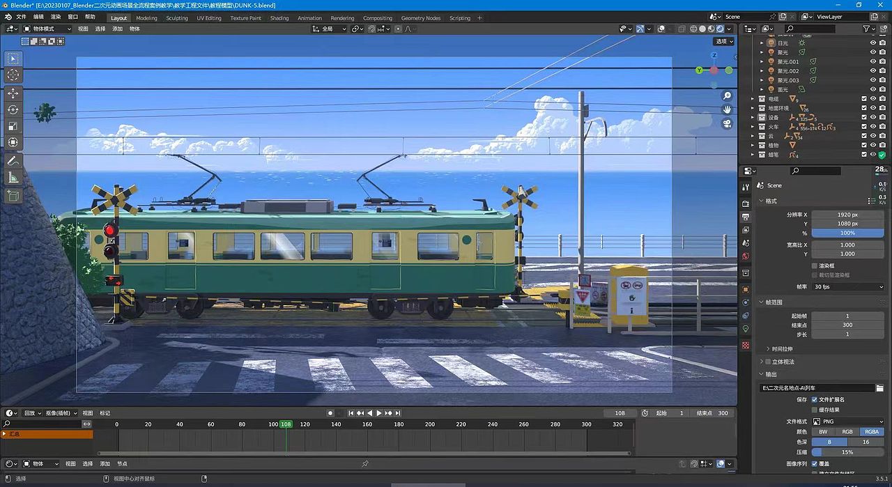 动漫名片场-学习blender的成果-二次元风