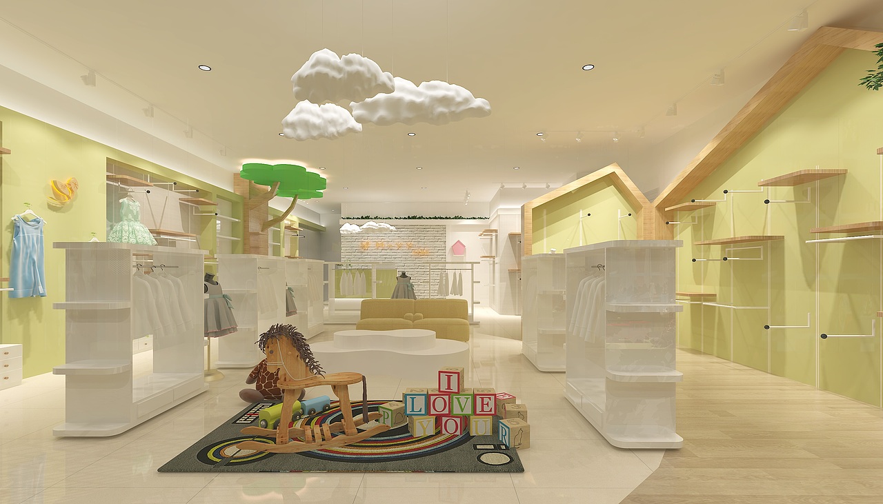 银川童装店装修设计效果图|银川装修公司