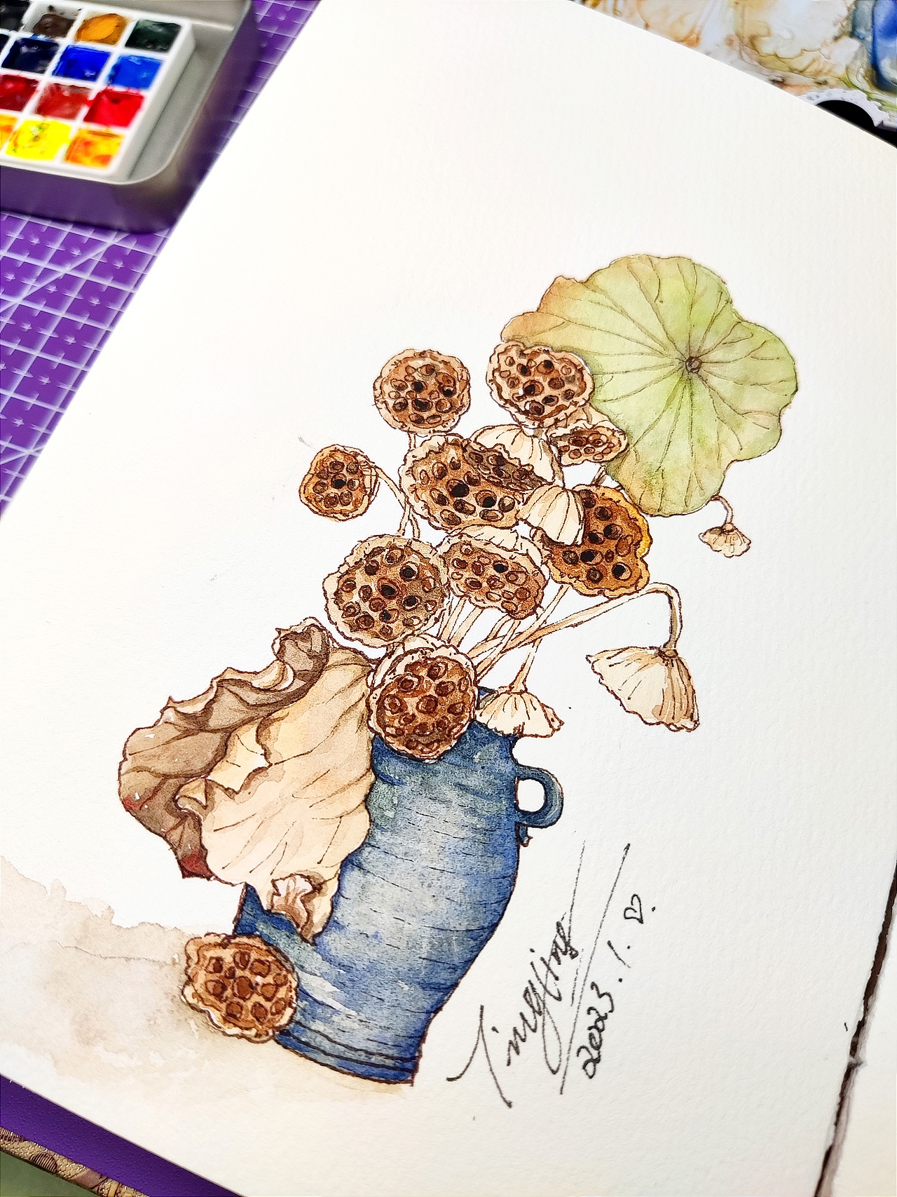 2023年1月份手绘水彩画总结30张