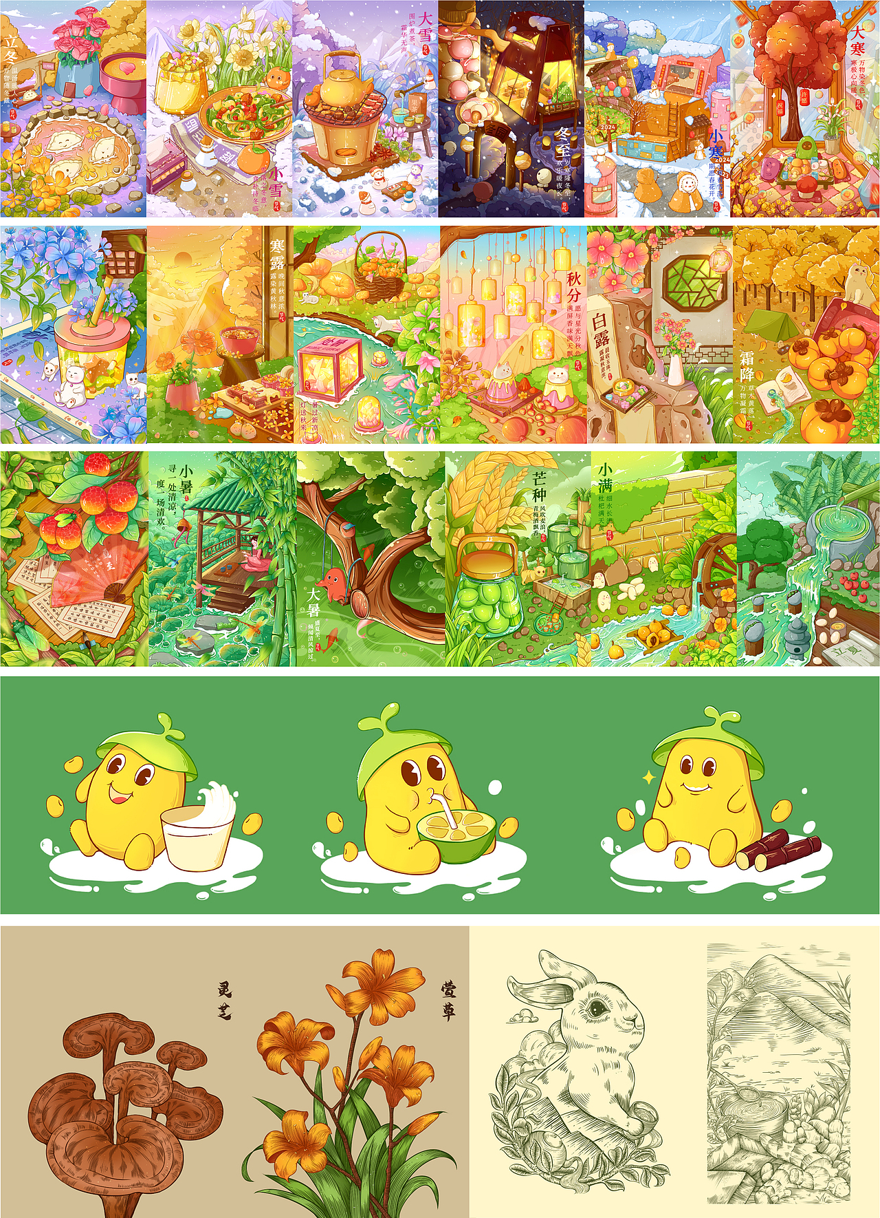 2023年度插画总结（图ZMzU5NjI5MDky） - 艺术插画 - 站酷设计师呆楠兽原创素材 - 站酷ZCOOL