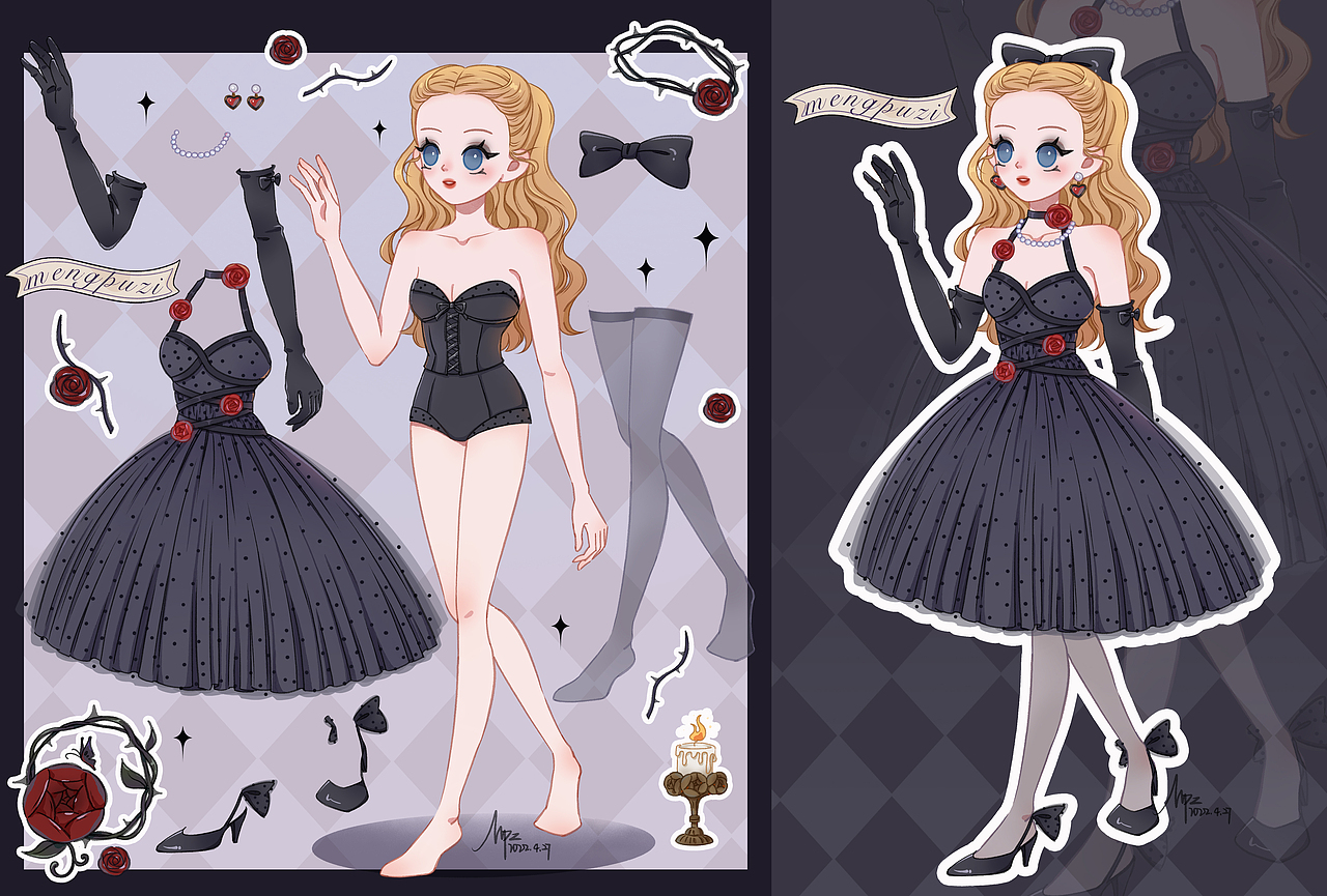 依然很爱玩小时侯最喜欢玩的小贴纸近期画了好多人物换装的贴纸画关注